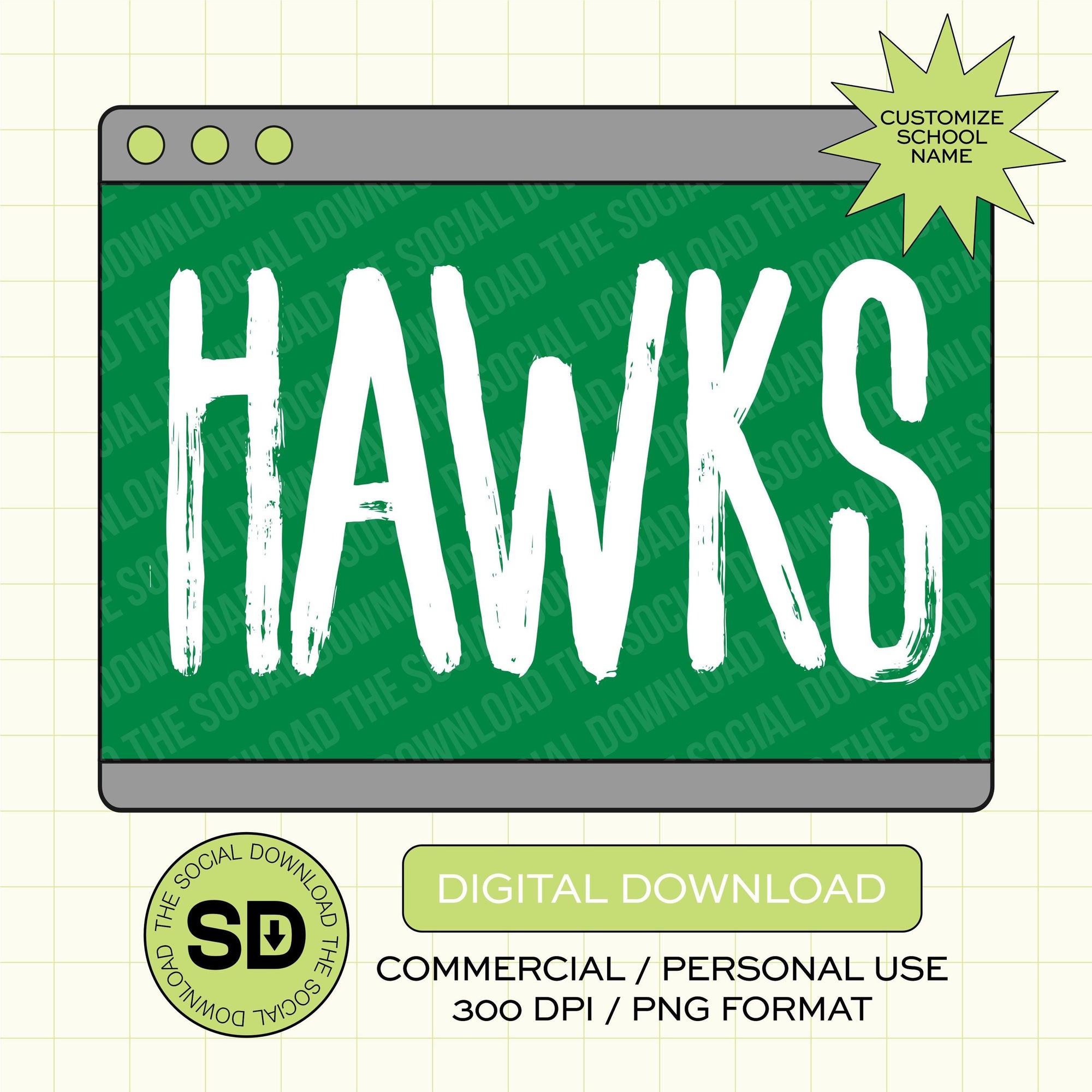 Brushed Skinny Font Custom School Spirit PNG File (SW1069)