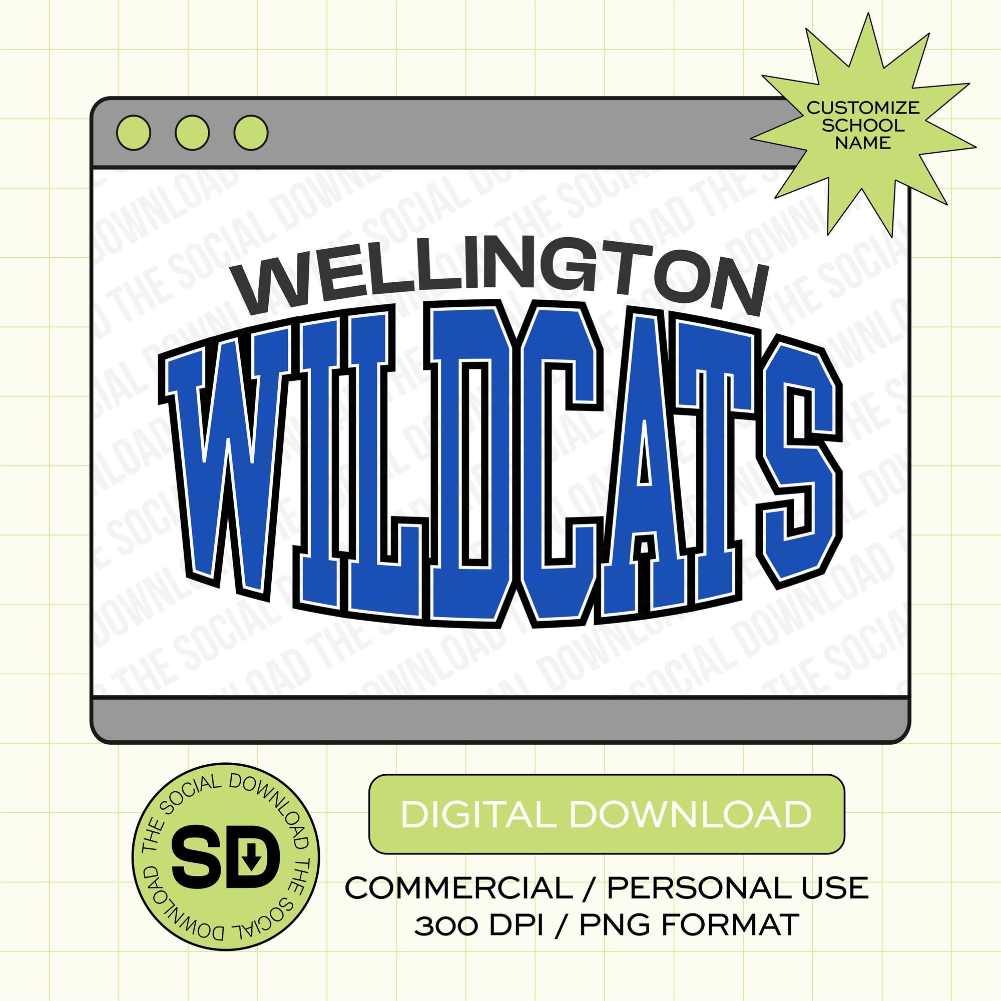 Stretched Team Mascot Custom School Spirit PNG File (SW1072)