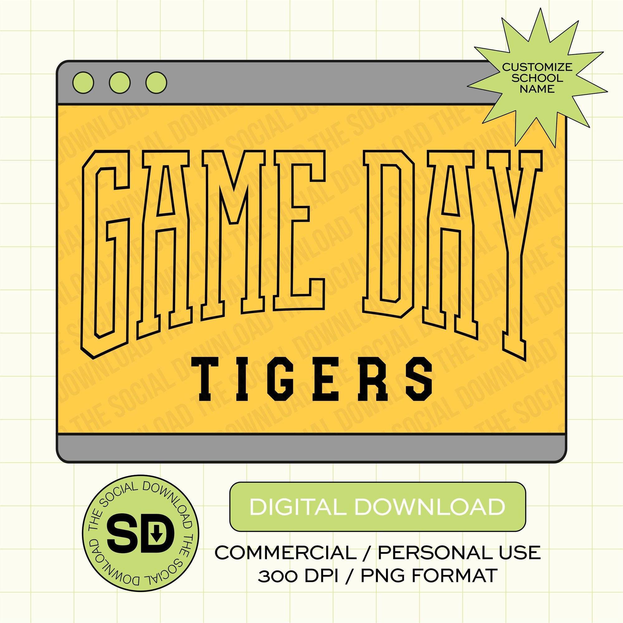 Varsity Outline Game Day Custom School Spirit PNG File (SW1066)