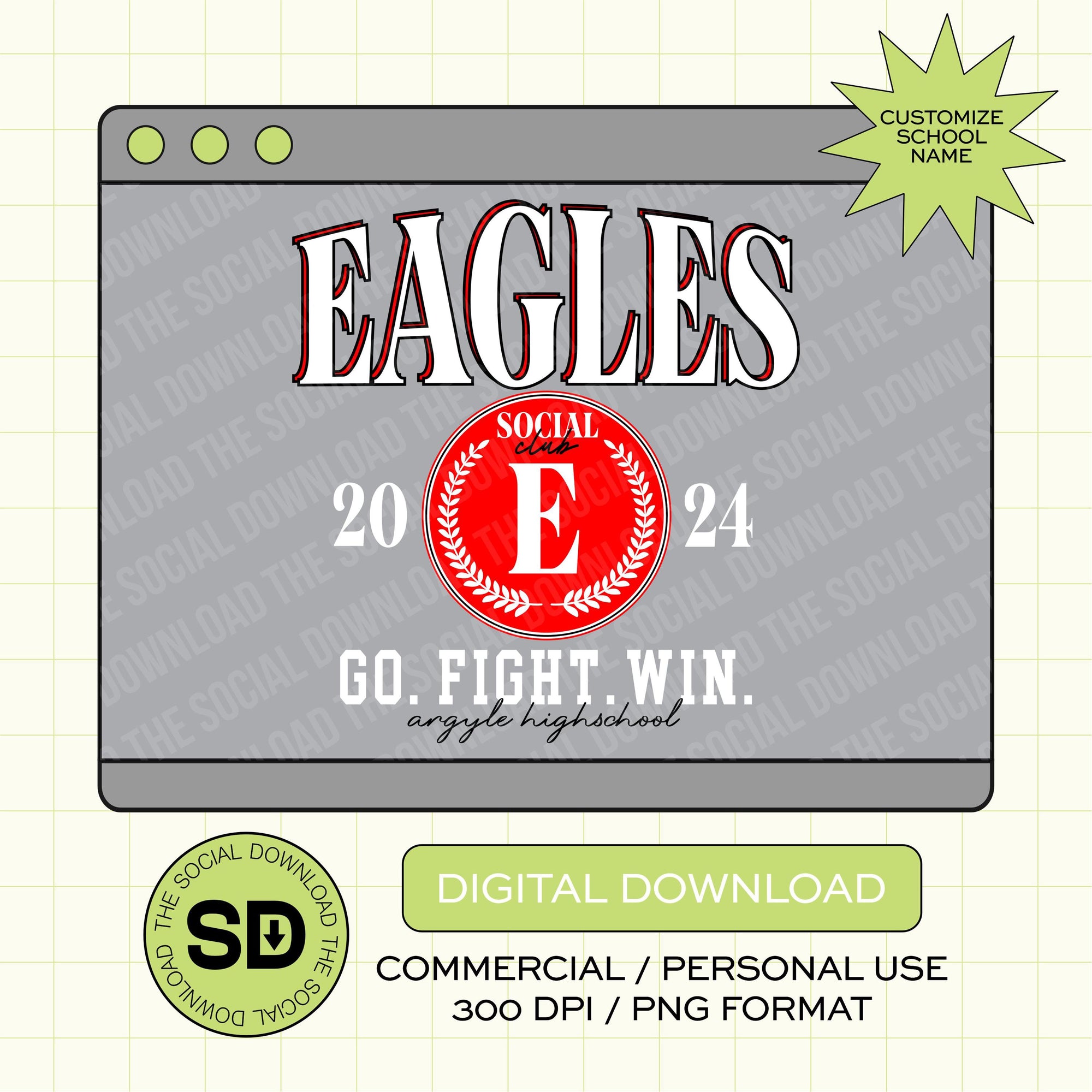 Social Club Custom School Spirit PNG File (SW1074)