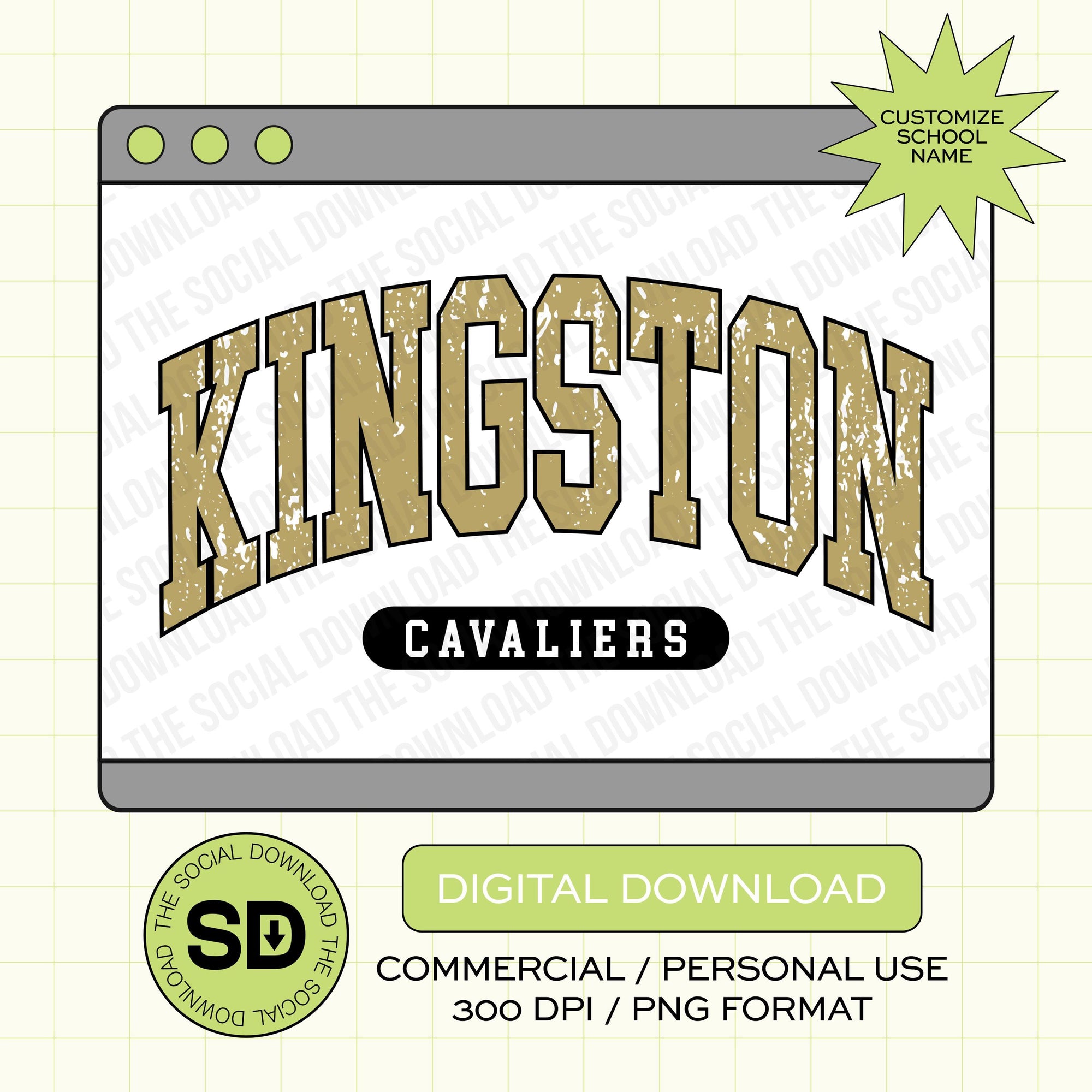 Distressed Varsity Custom School Spirit PNG File (SW1080)