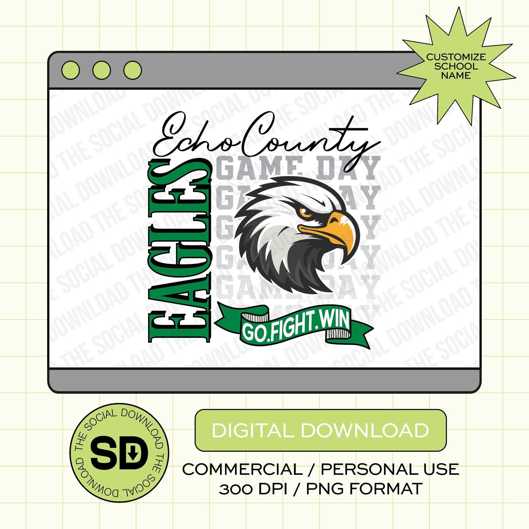 Go Fight Win Custom School Spirit PNG File (SW1089)