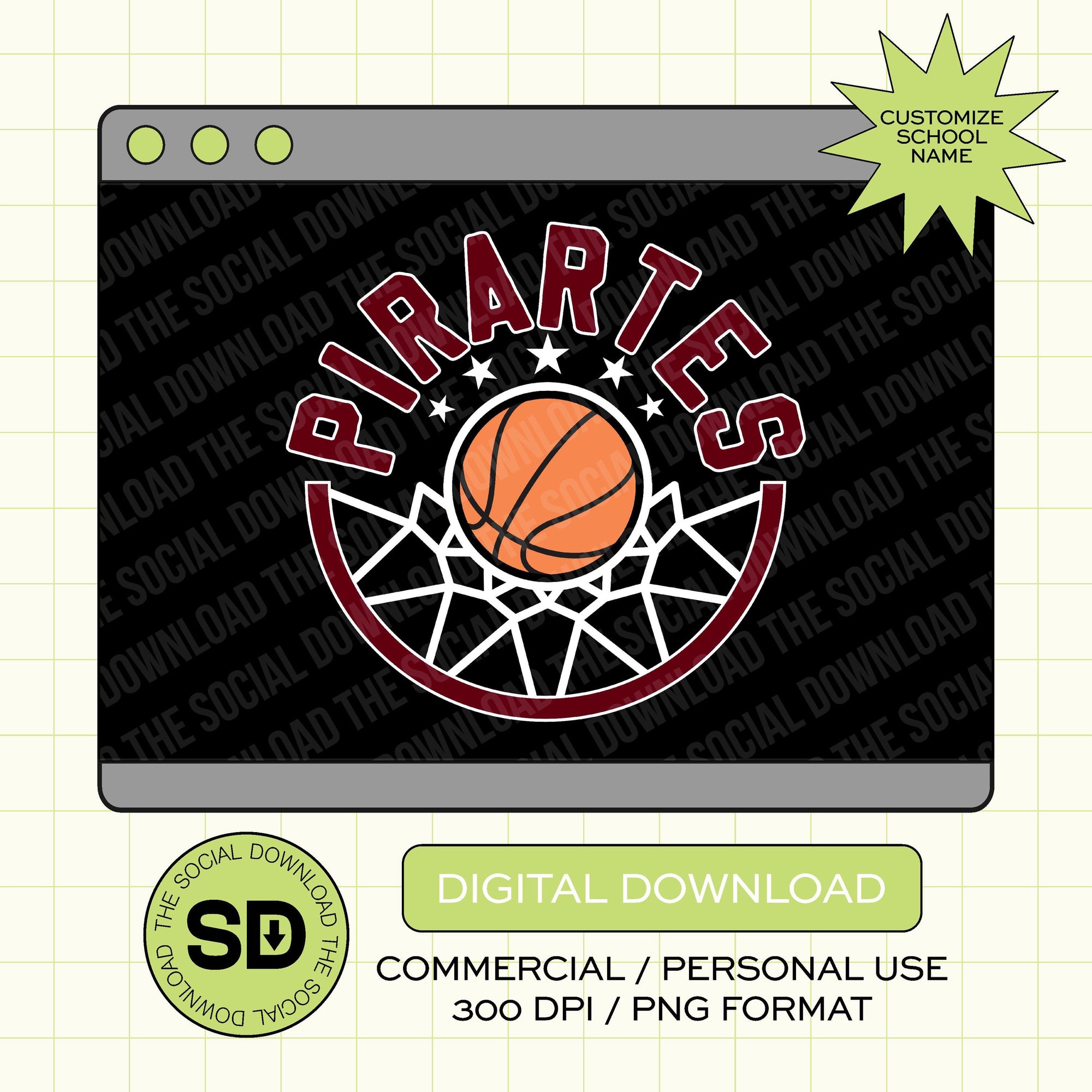 Team Hoop Custom School Basketball PNG File (BSKB1009)
