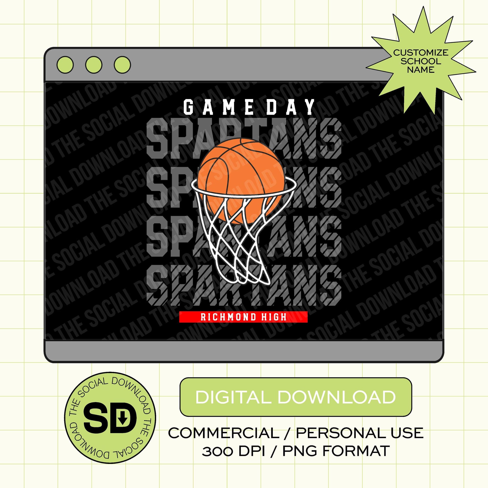 Gamey Day Cross over Custom School Basketball PNG File (BSKB1003)