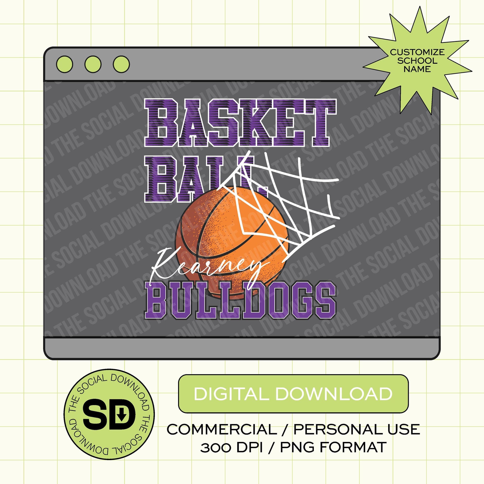 Swoosh Basketball Custom School Basketball PNG File (BSKB1001)