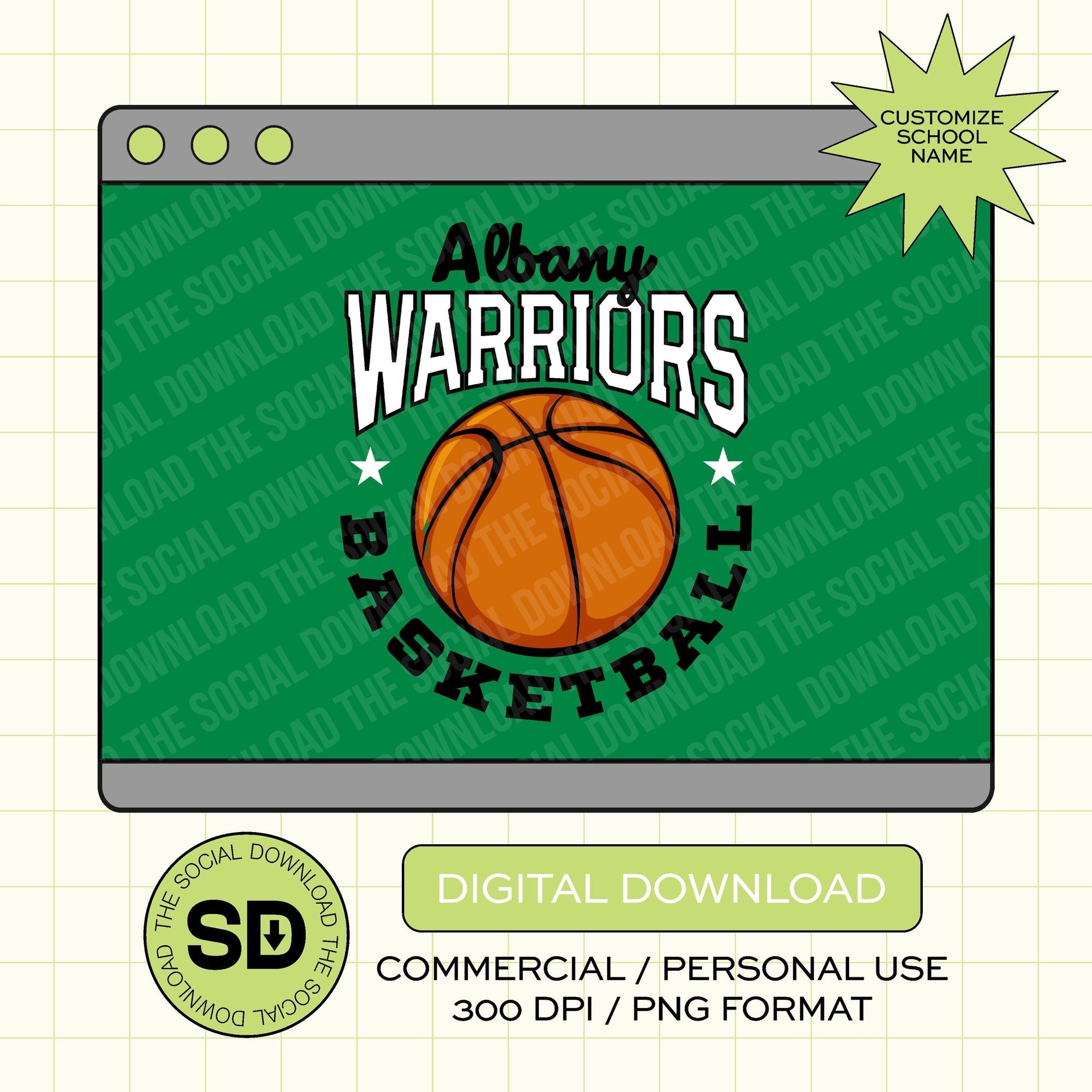 Arched Basketball Custom School PNG File (BSKB1013)