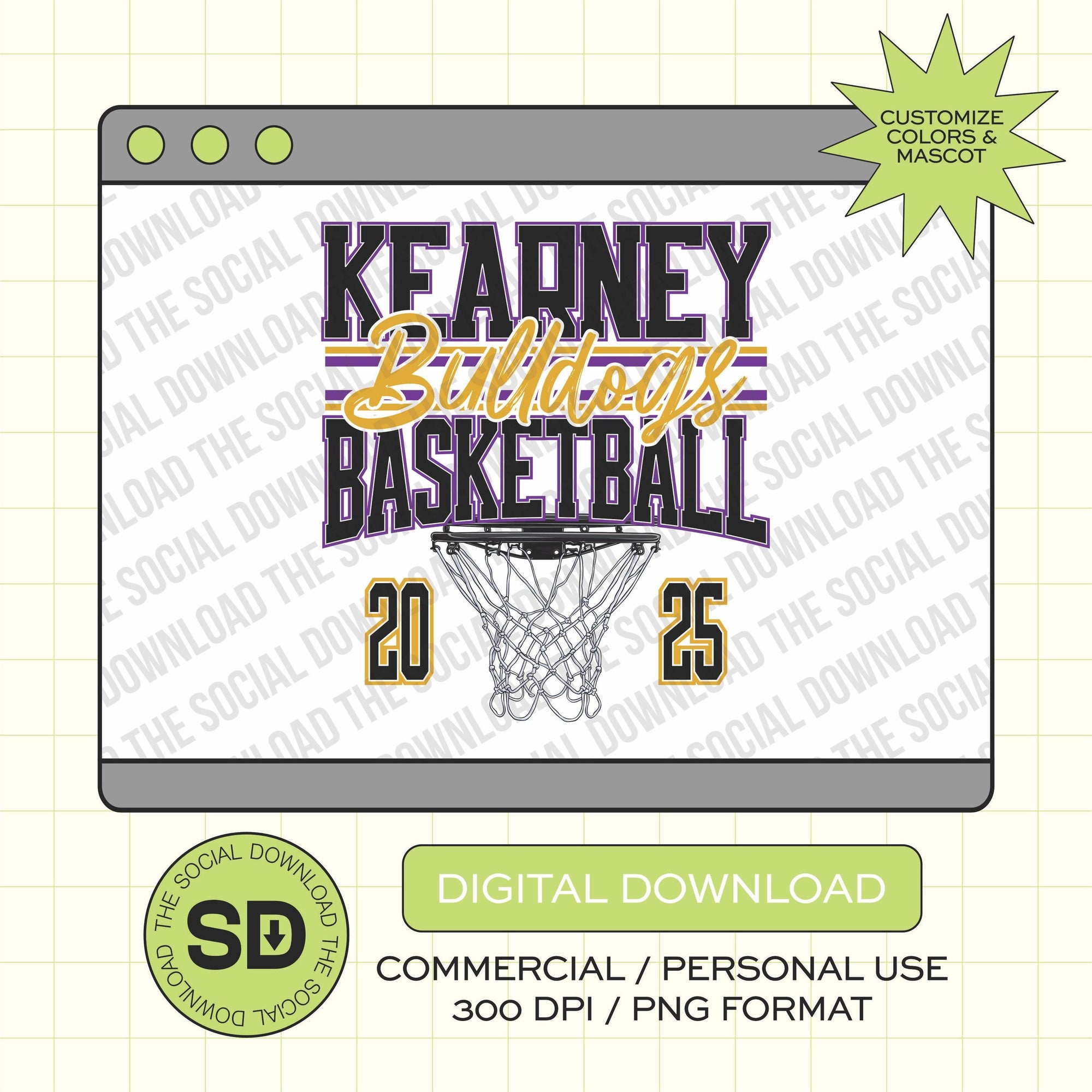 Stacked Team Basketball Custom School PNG File (BSKB1018)