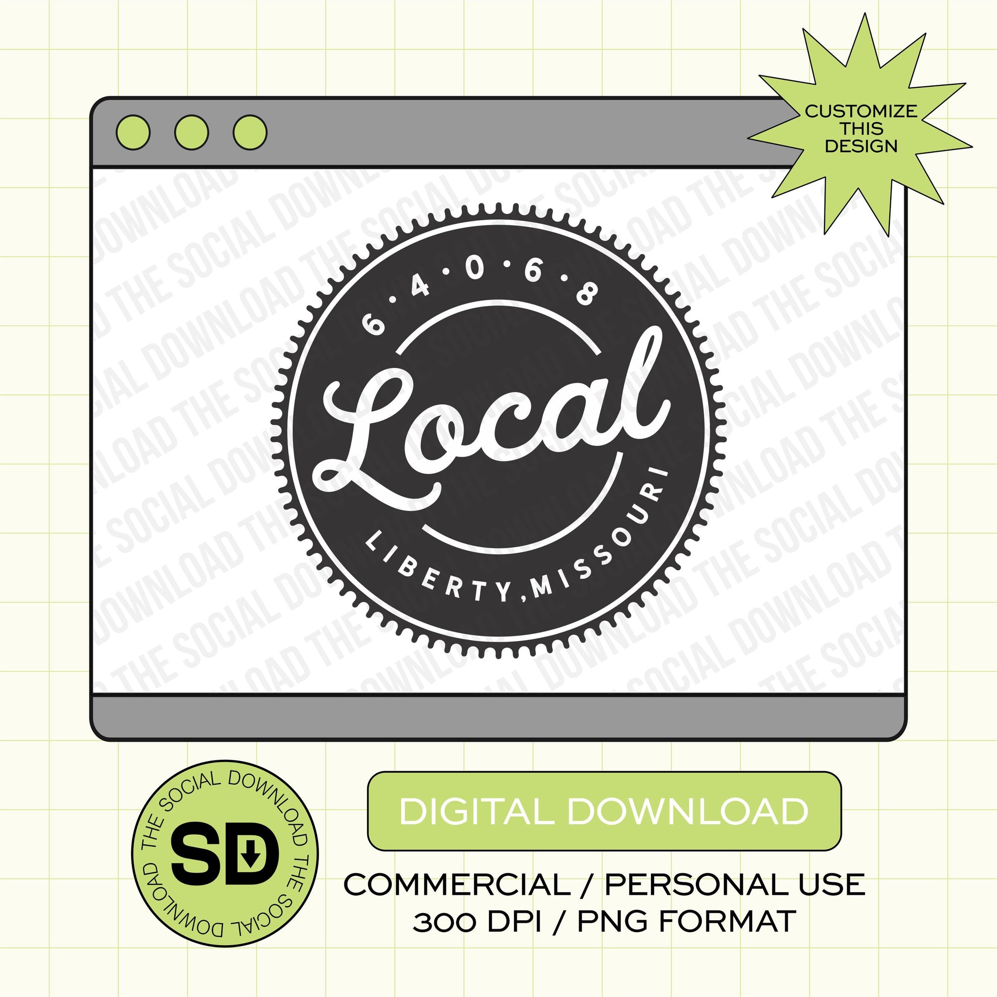 Custom local City and State PNG File (STATE1005)