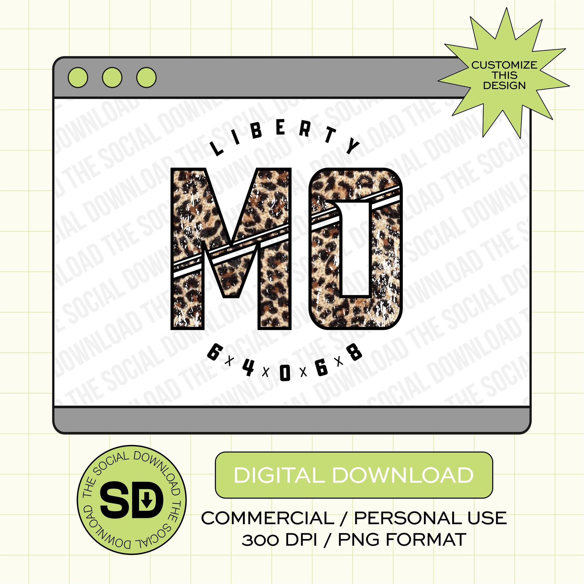 Sporty State Leopard Custom City and State PNG File (STATE1006)