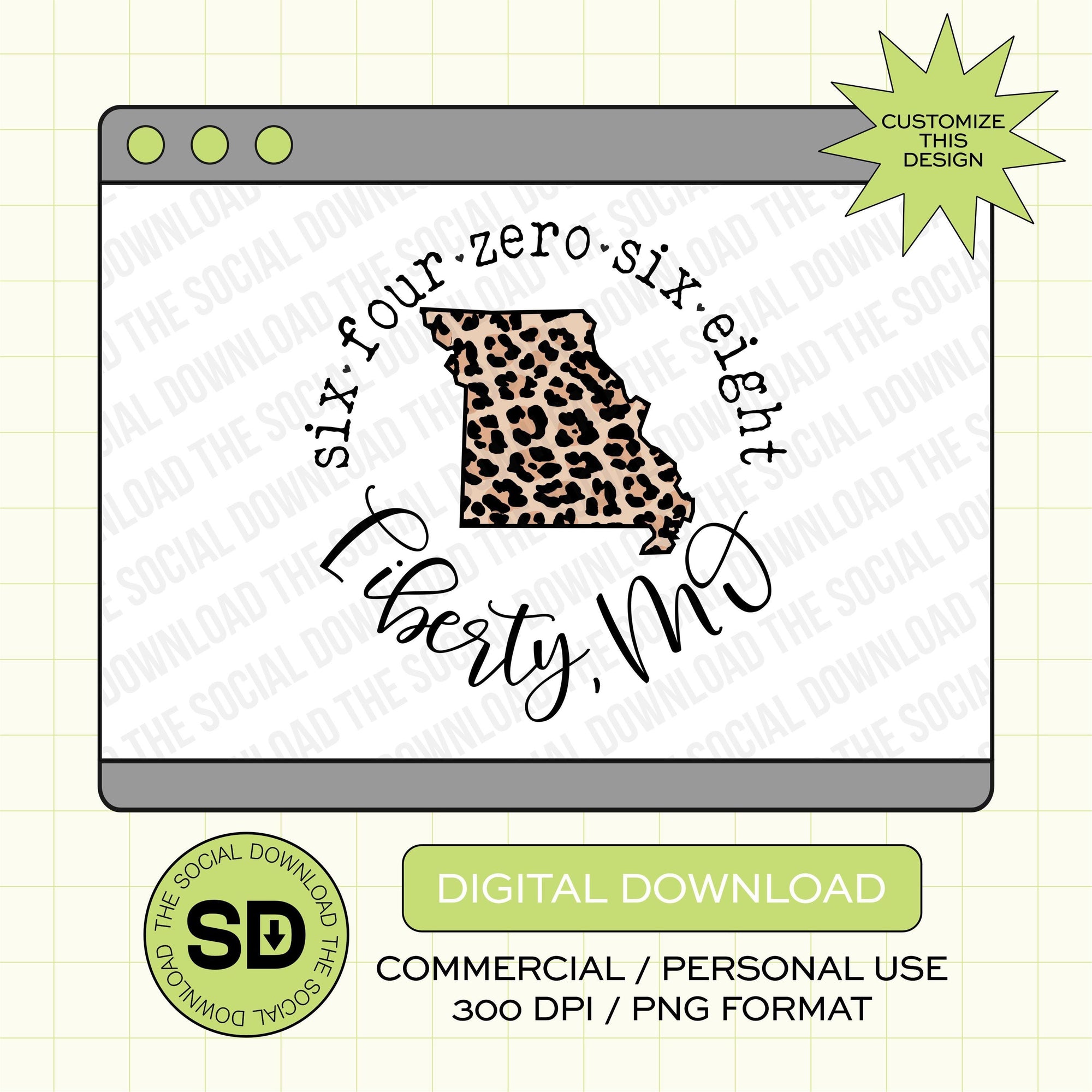Leopard State State Custom City and State PNG File (STATE1002)