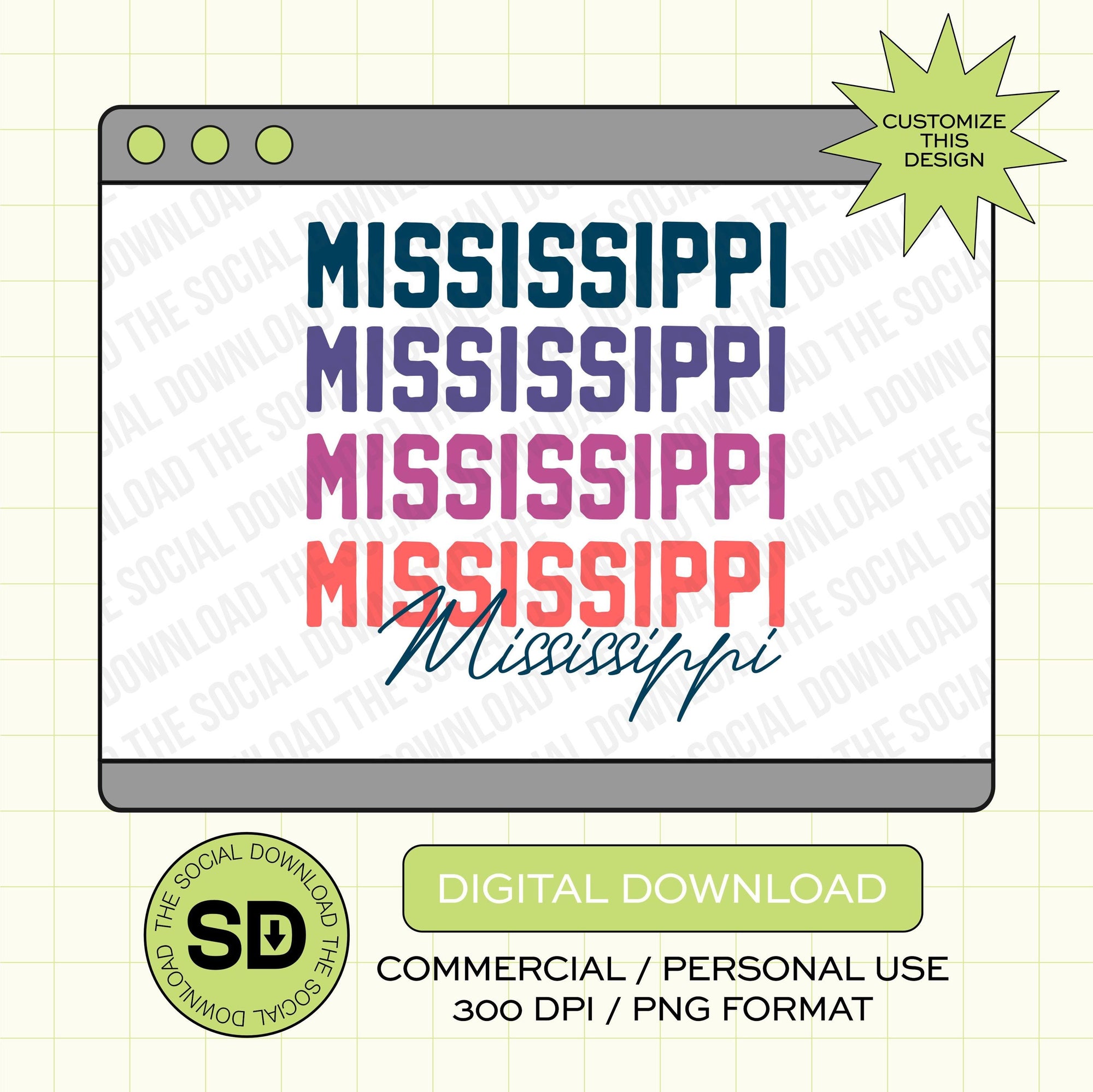 Color me Pretty Custom City and State PNG File (STATE1011)