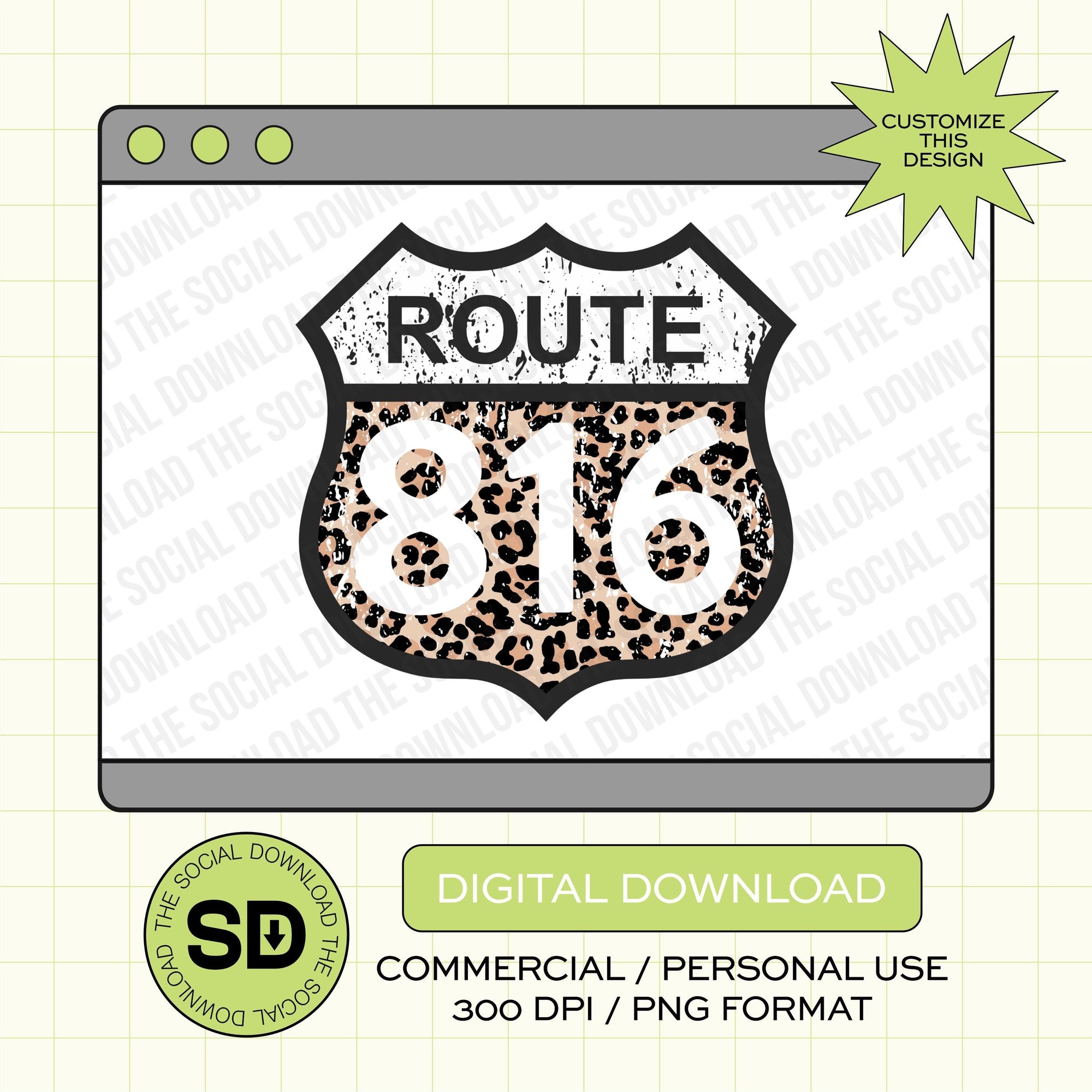 Leopard Route Zip Code  PNG File (STATE1016)
