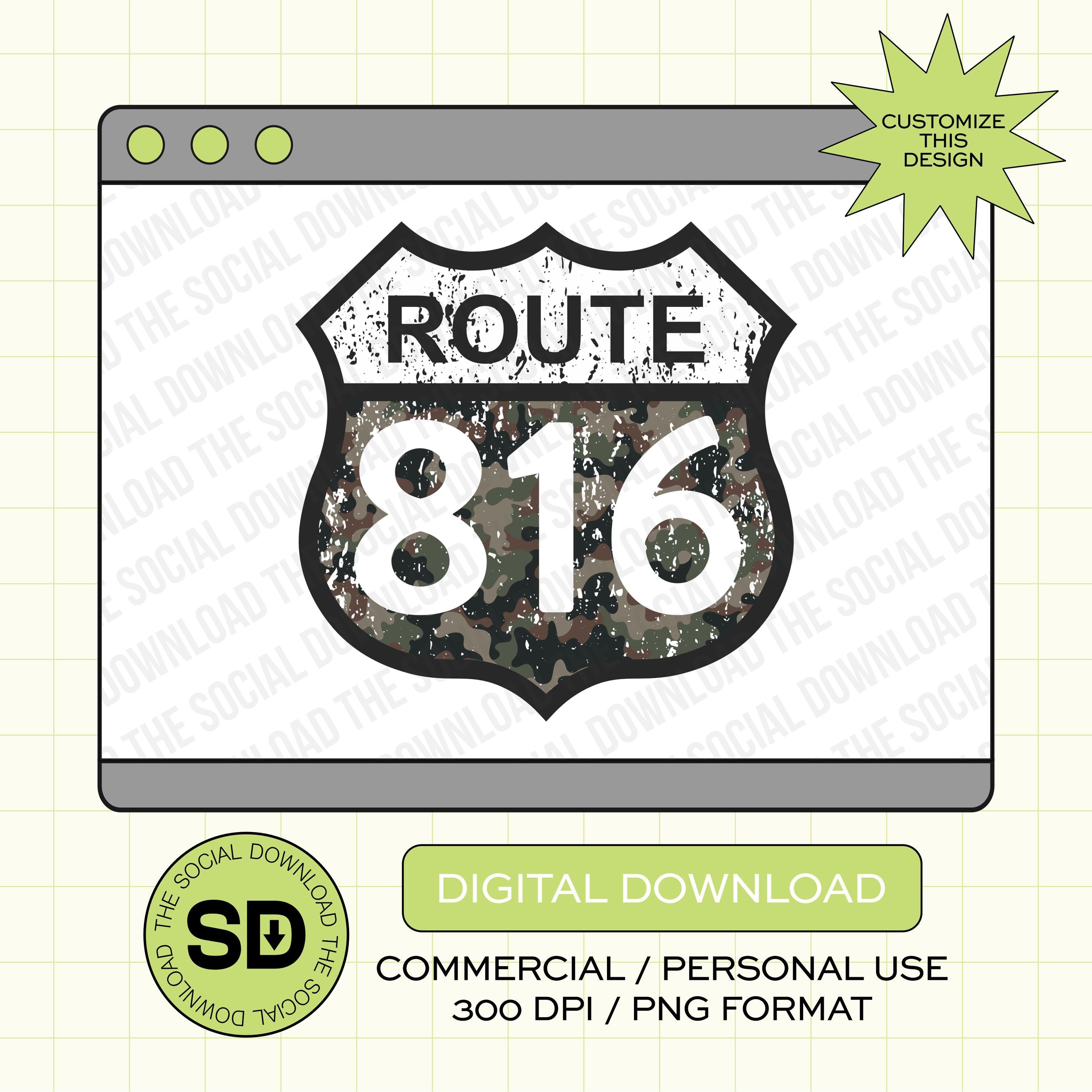 Camo Route Zip Code  PNG File (STATE1016)