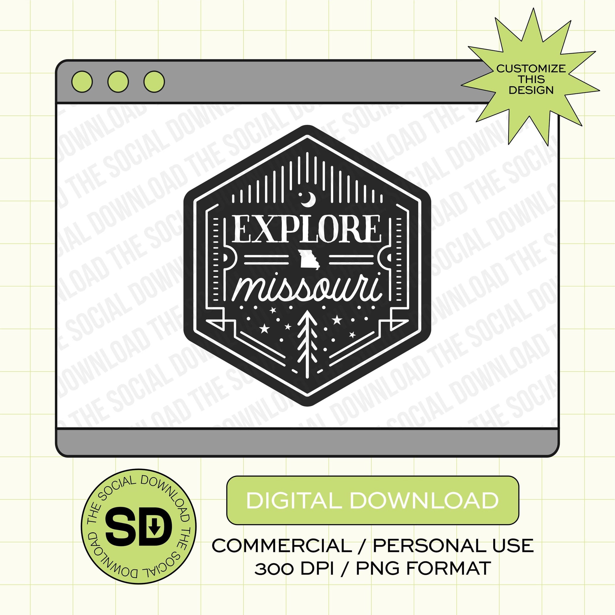 Explore your State Custom City and State PNG File (STATE1019)