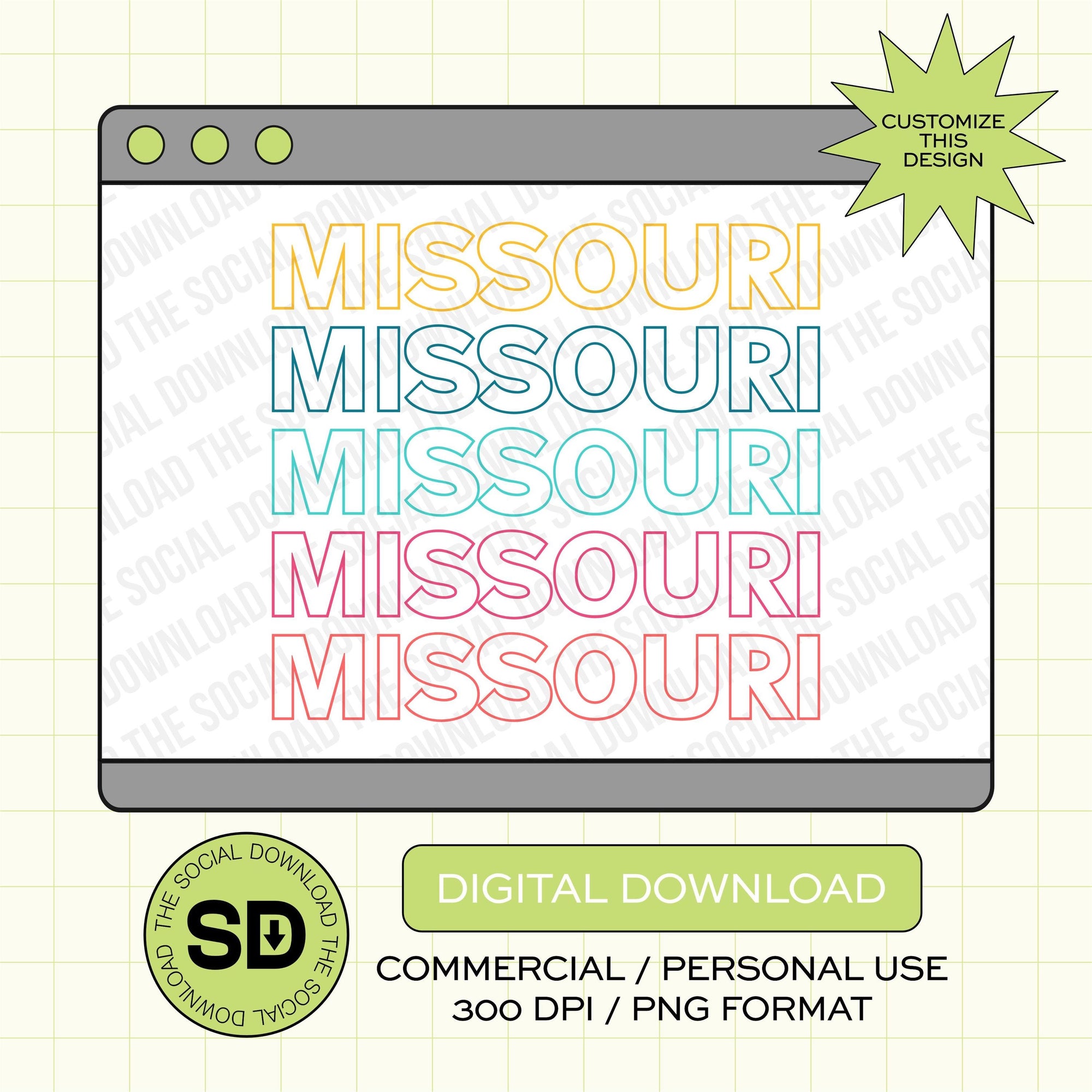 Rainbow Custom City and State PNG File (STATE1020)