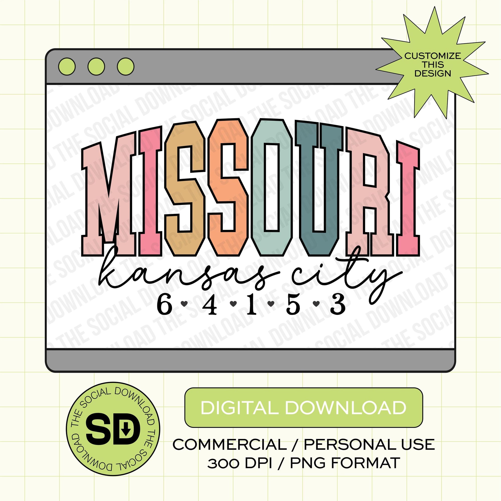 Varsity Boho Custom City and State PNG File (STATE1030)