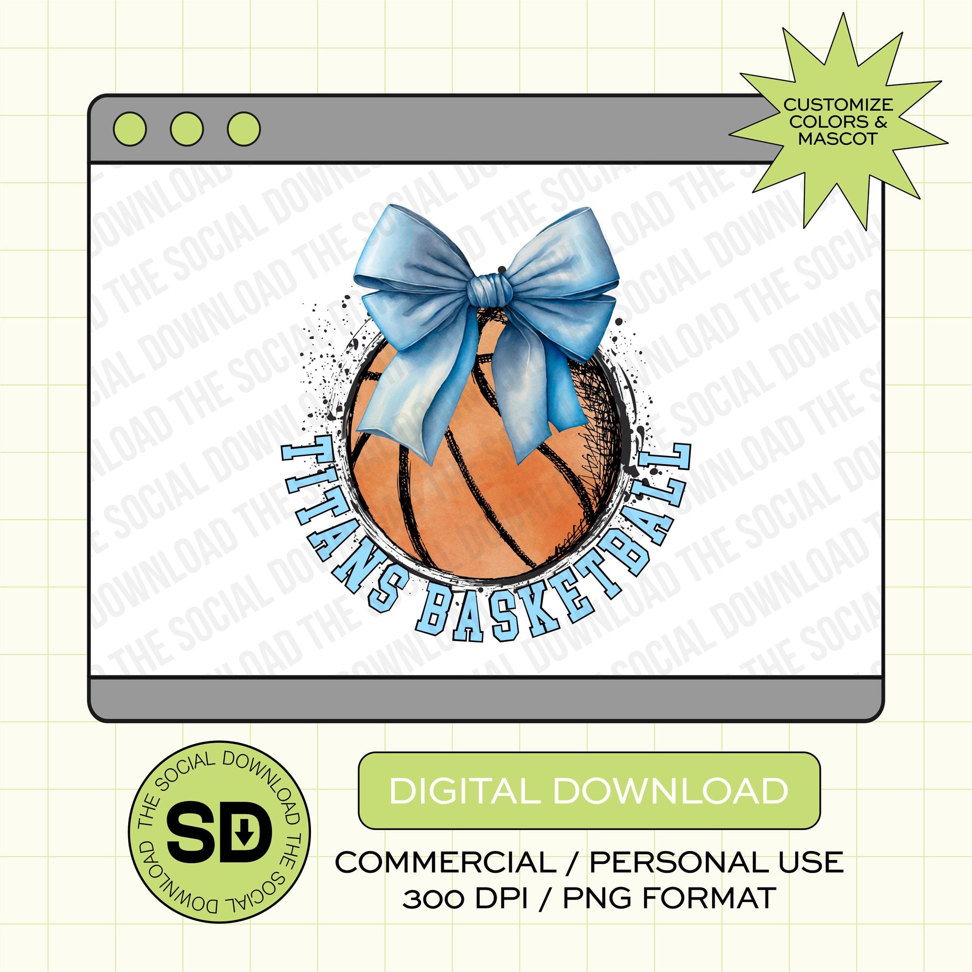 Basketball Team Bow Custom School PNG File (BSKB1020)