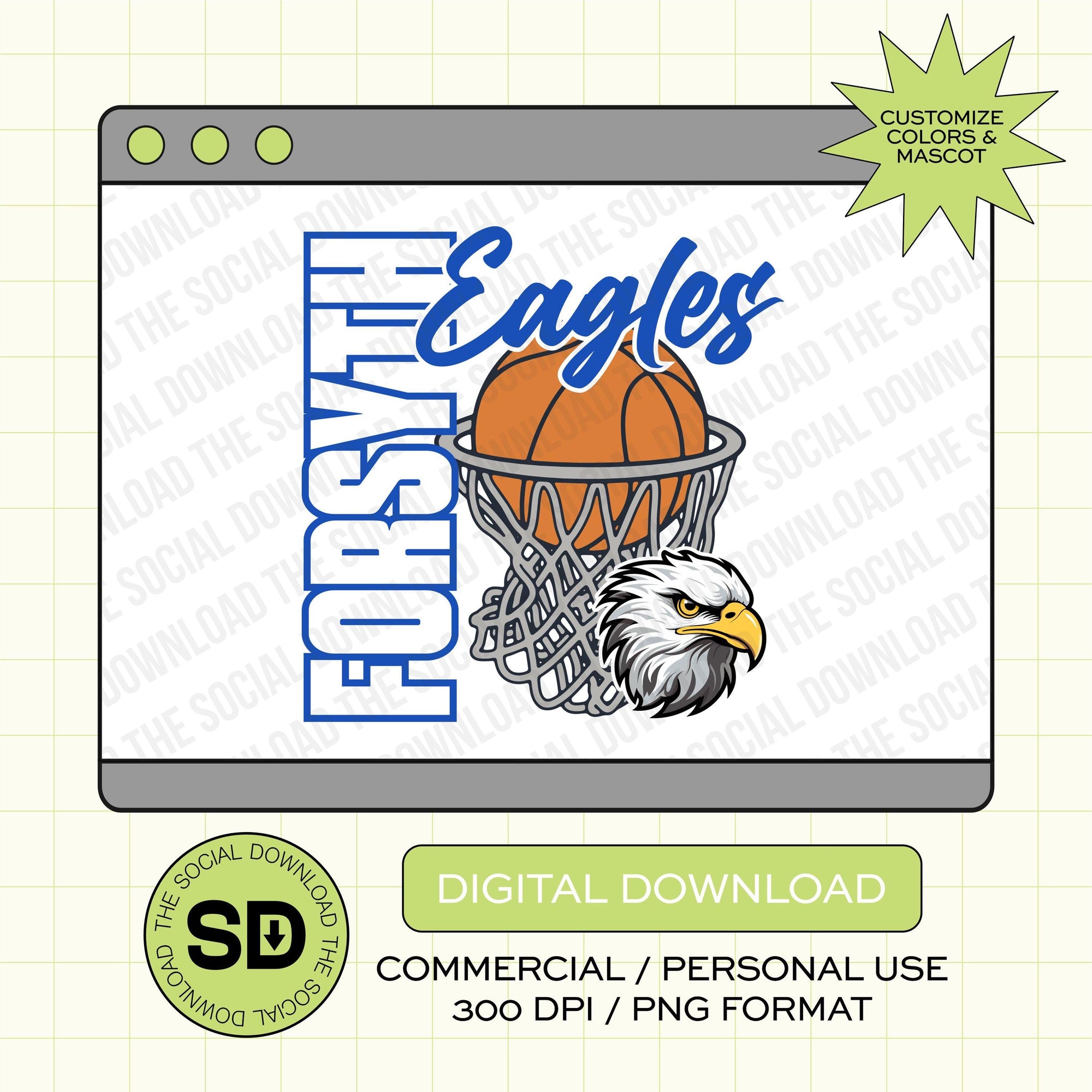 Basketball net Mascot School PNG File (BSKB1017)