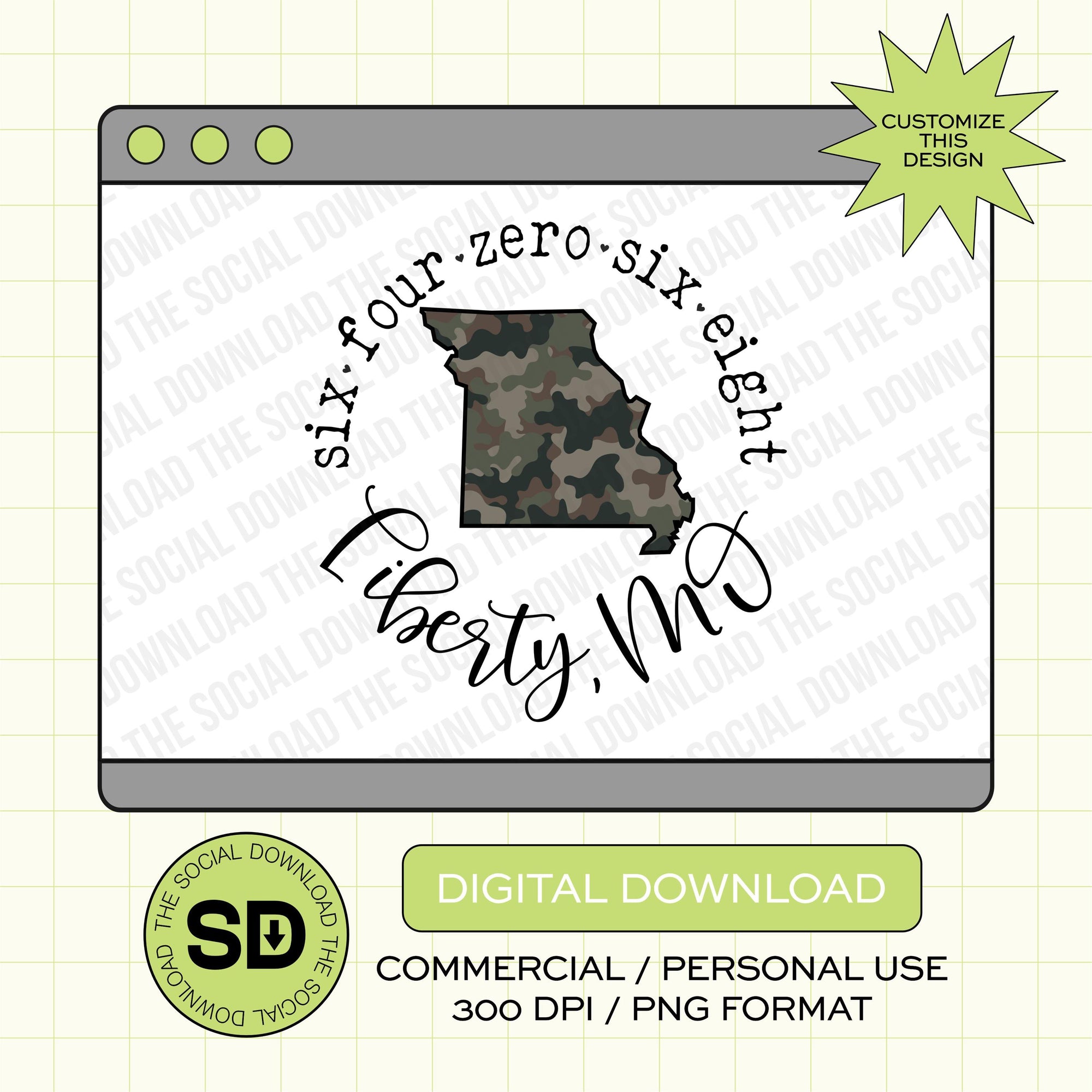 Camo State Custom City and State PNG File (STATE1001)