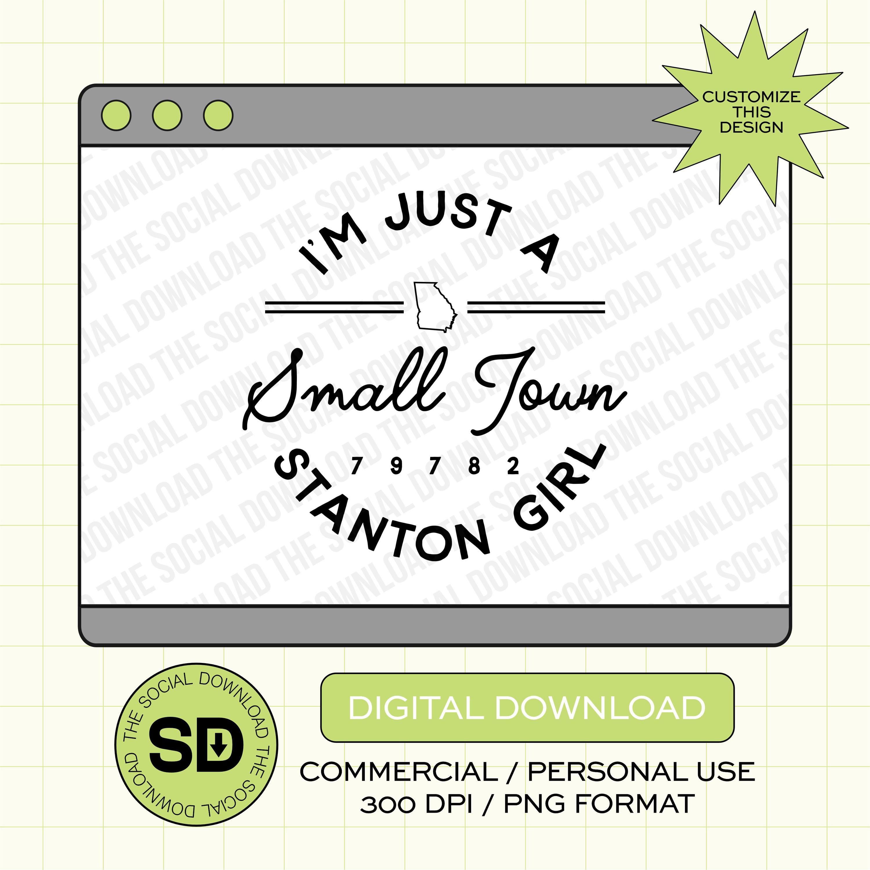 Small Town Girl City and State PNG File (STATE1003)