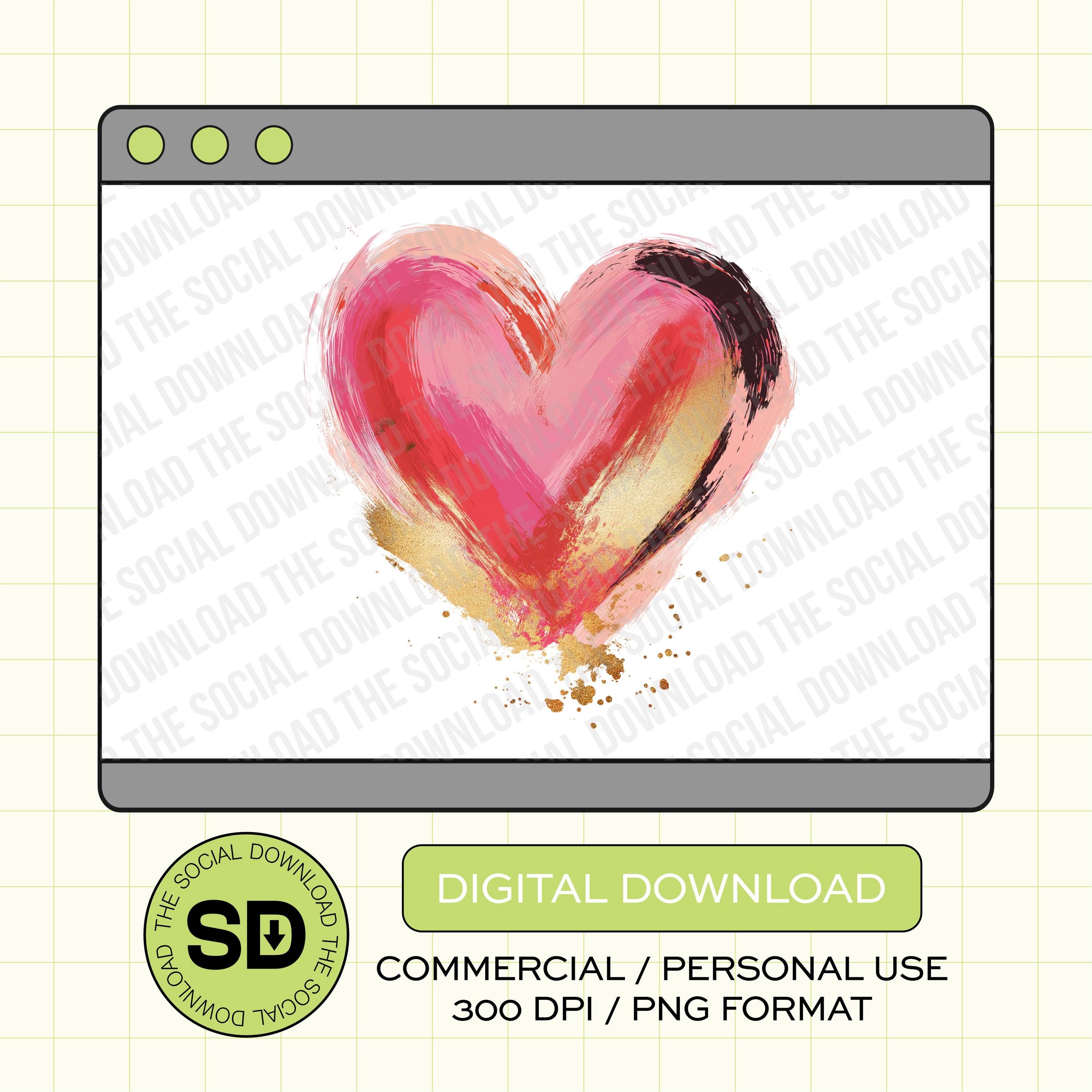 Painted Heart Valentine PNG Download Instant Download (VDAY1021)