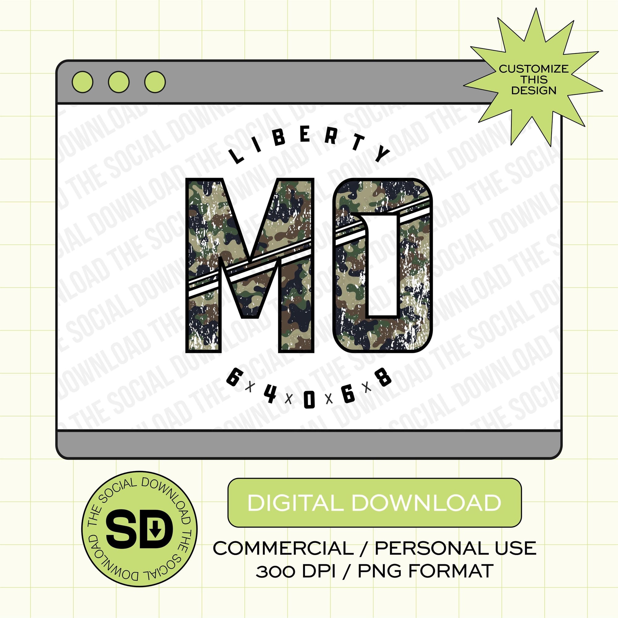 Sporty State Camo Custom City and State PNG File (STATE1007)