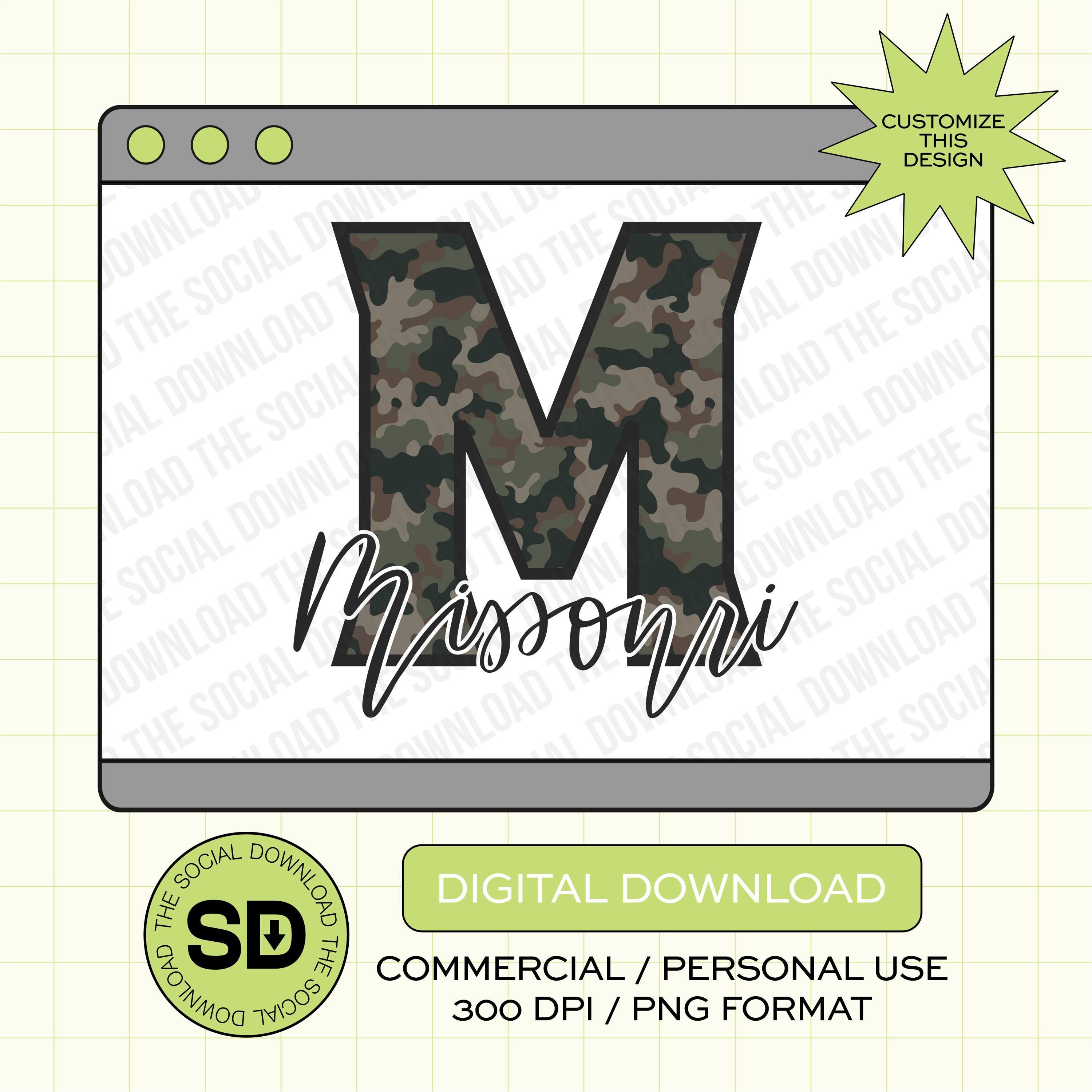 Camo letter State Custom City and State PNG File (STATE1008)