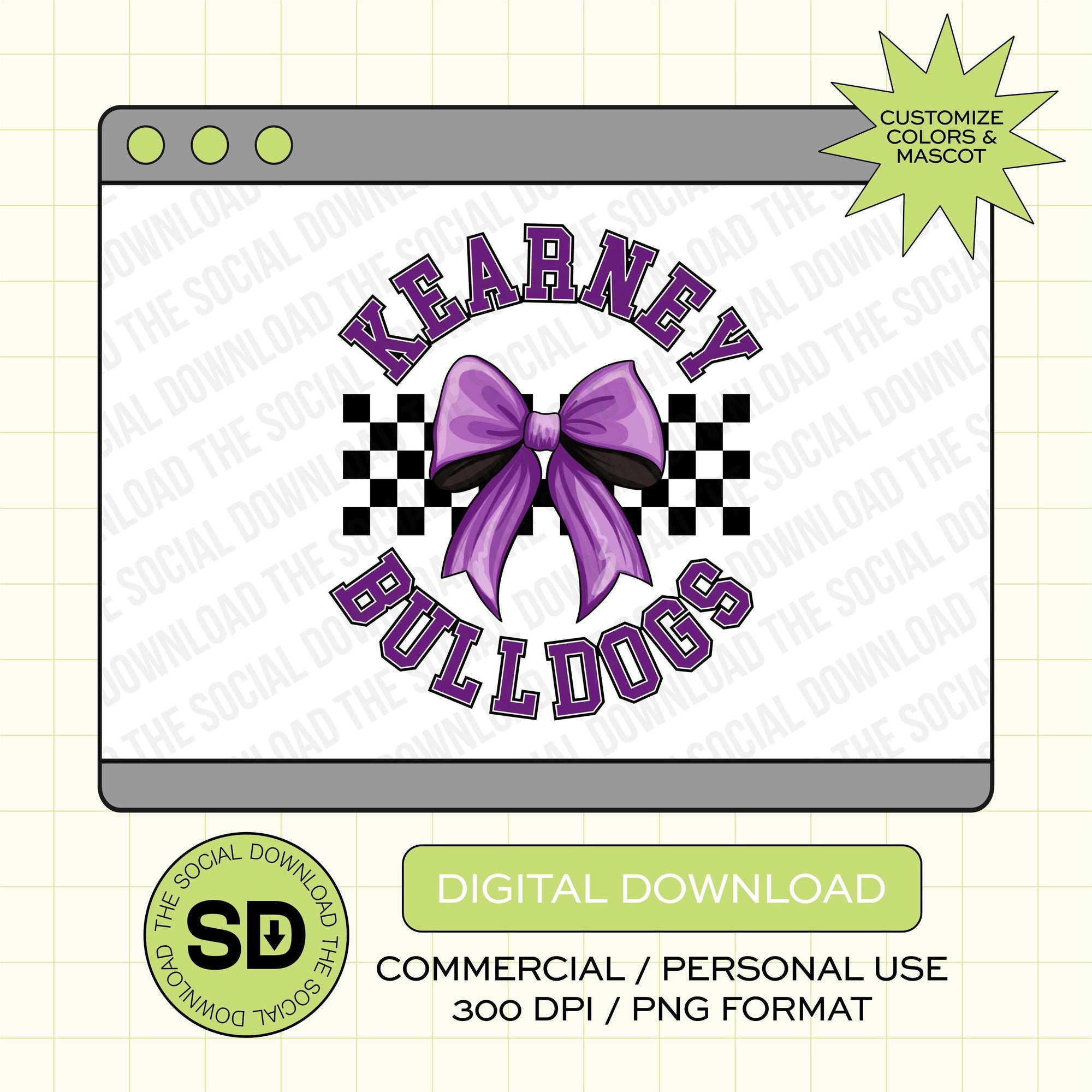 Team Mascot Bow Custom School Spirit PNG File (SW1097)