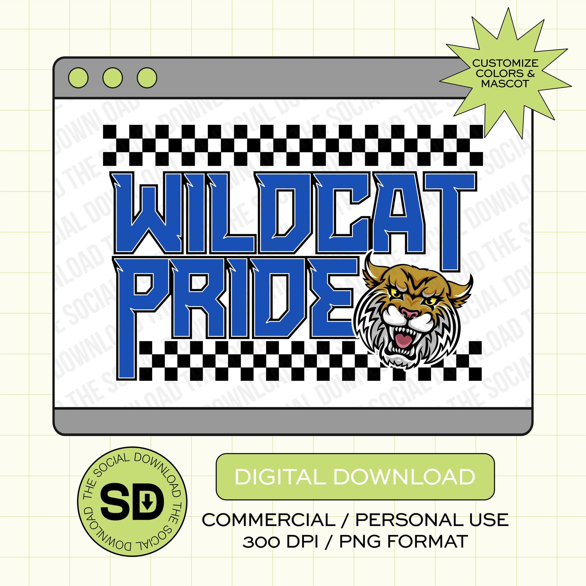 Checkered Team pride Custom School Spirit PNG File (SW1100)