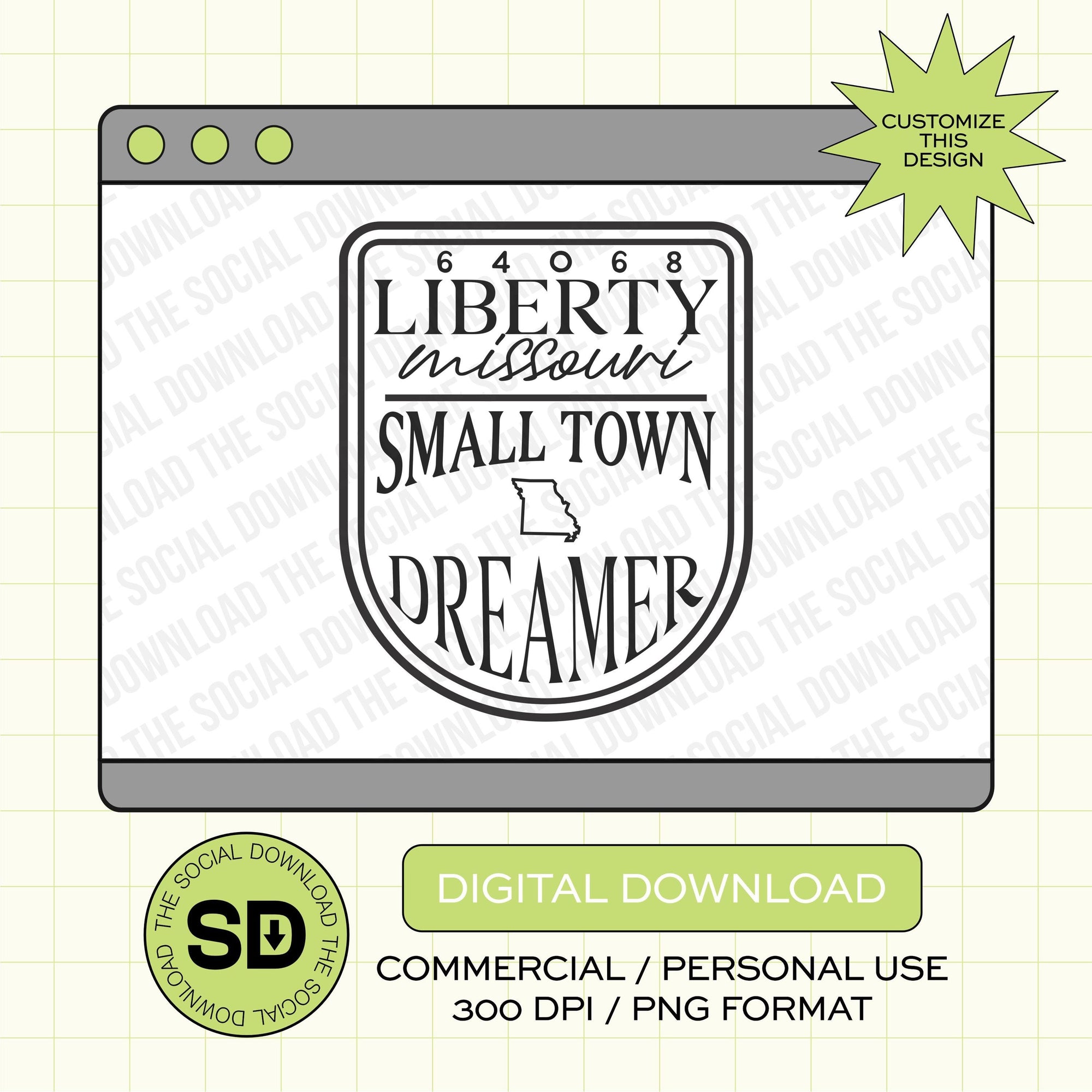 Small Town Dreamer Custom City and State PNG File (STATE1028)