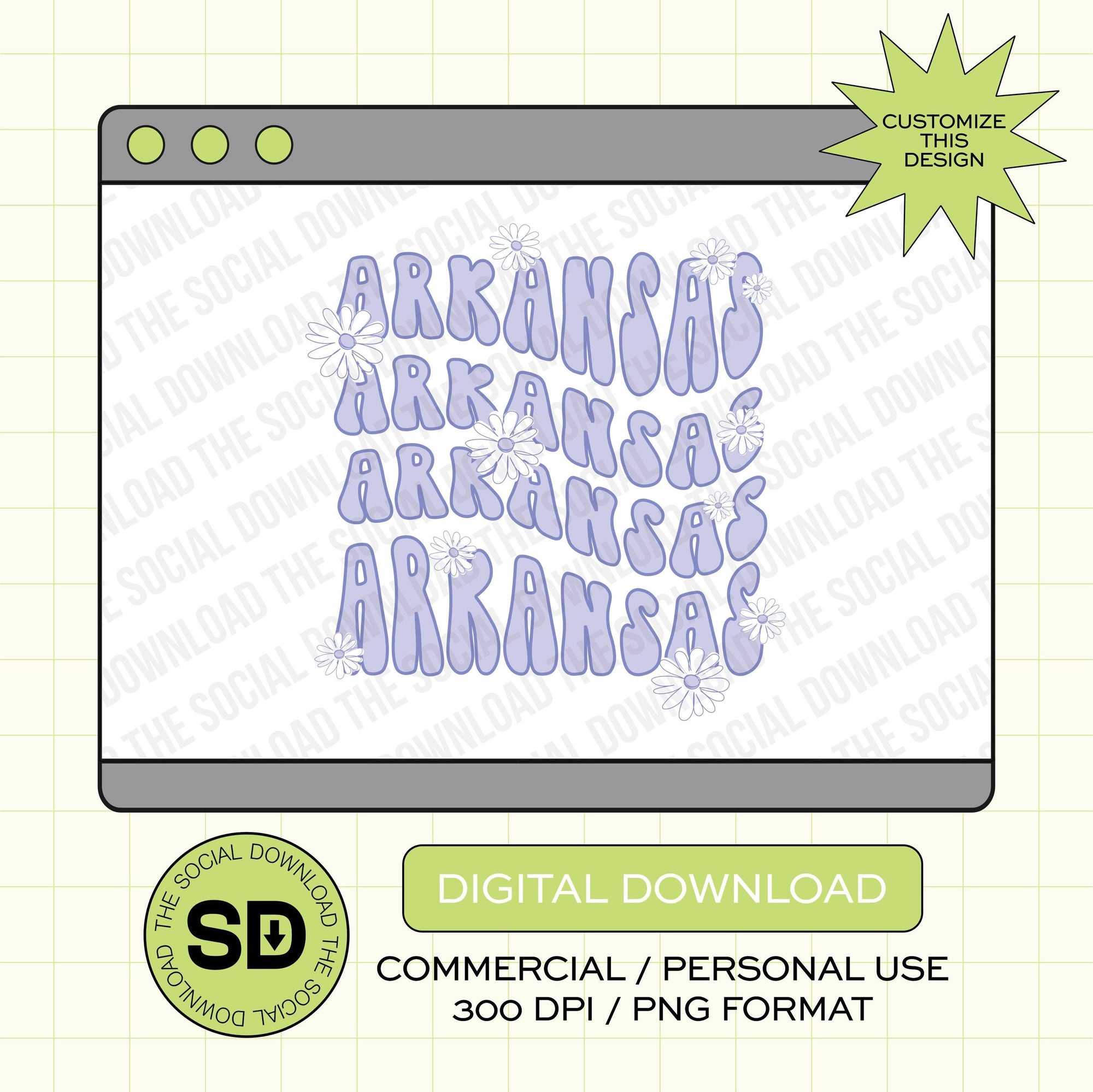 Flower Power Custom State PNG File (STATE1029)