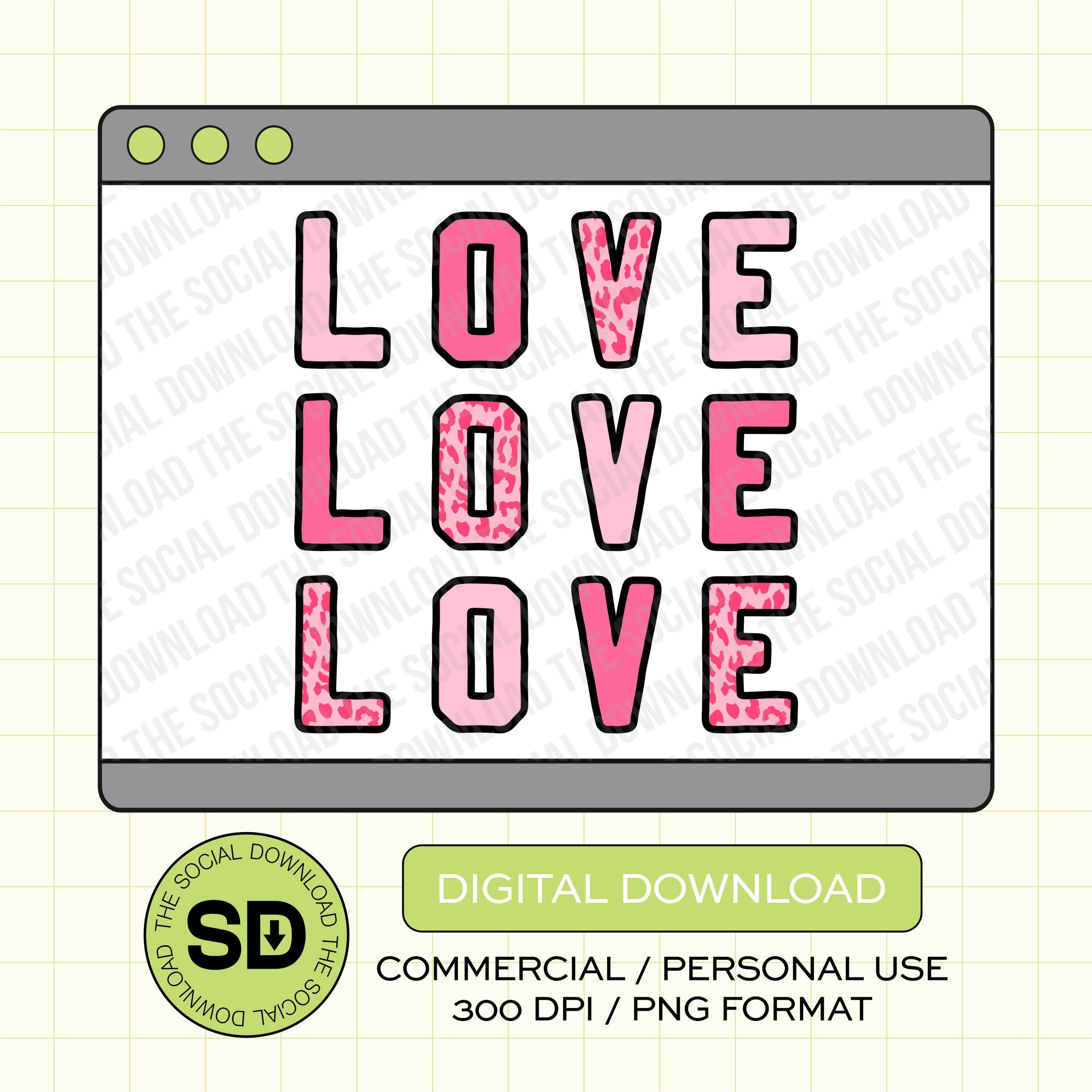 LOVE Leopard and Pinks Valentines PNG Instant Download  (VDay1003)