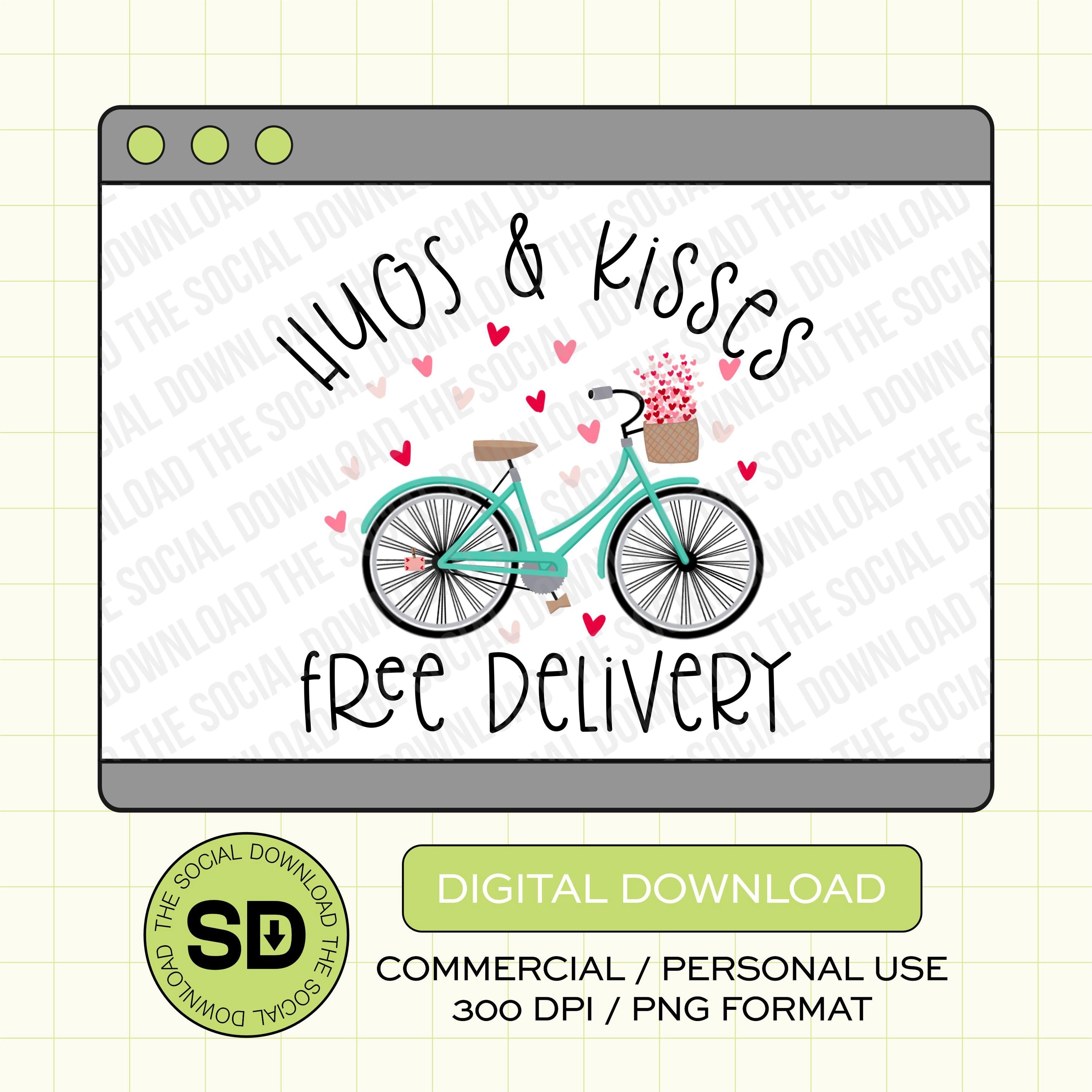 Hugs and Kisses Hand Drawn Valentines PNG Instant Download (VDay1005)