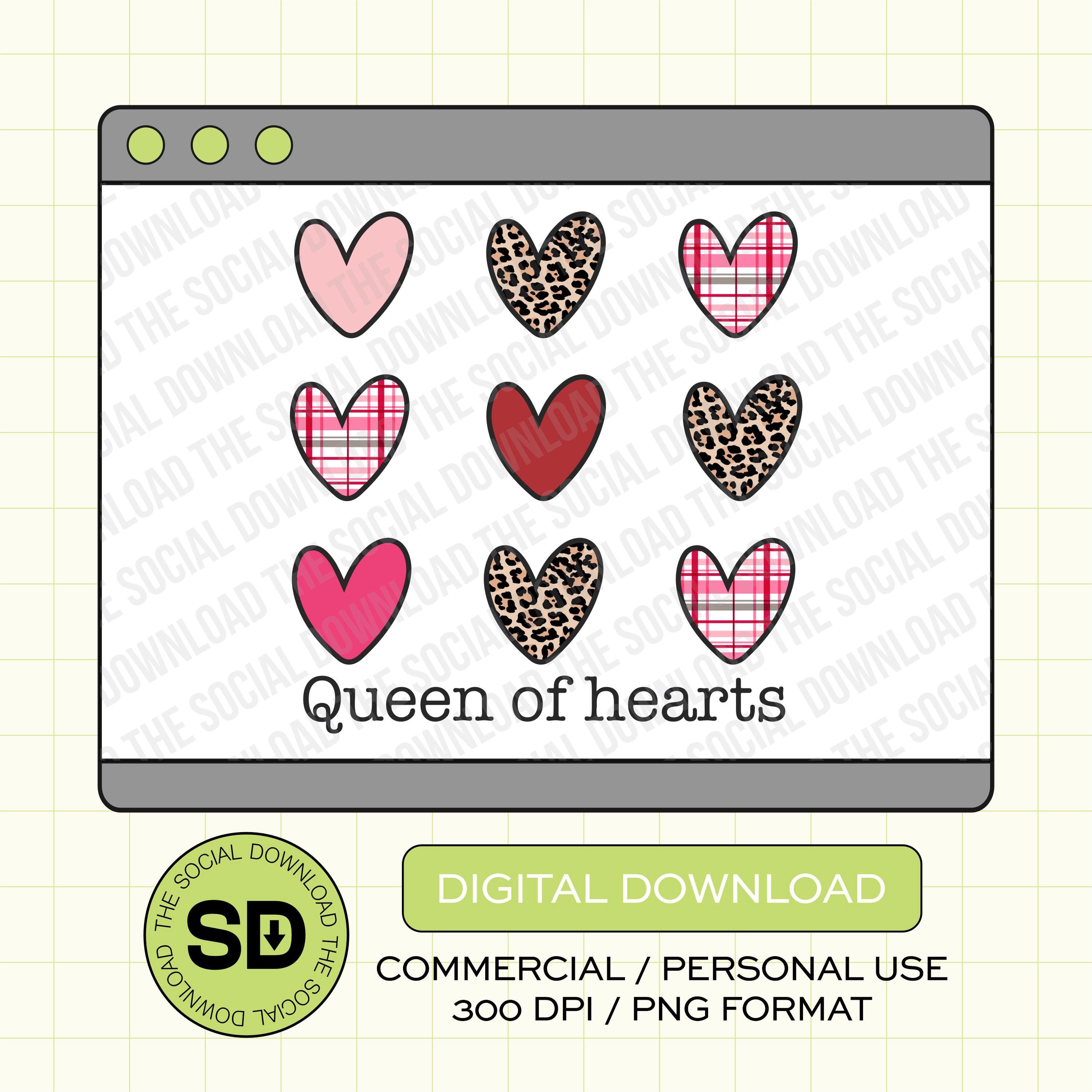 Queen of hearts Plaid and leopard Valentines PNG Instant Download (VDay1006)