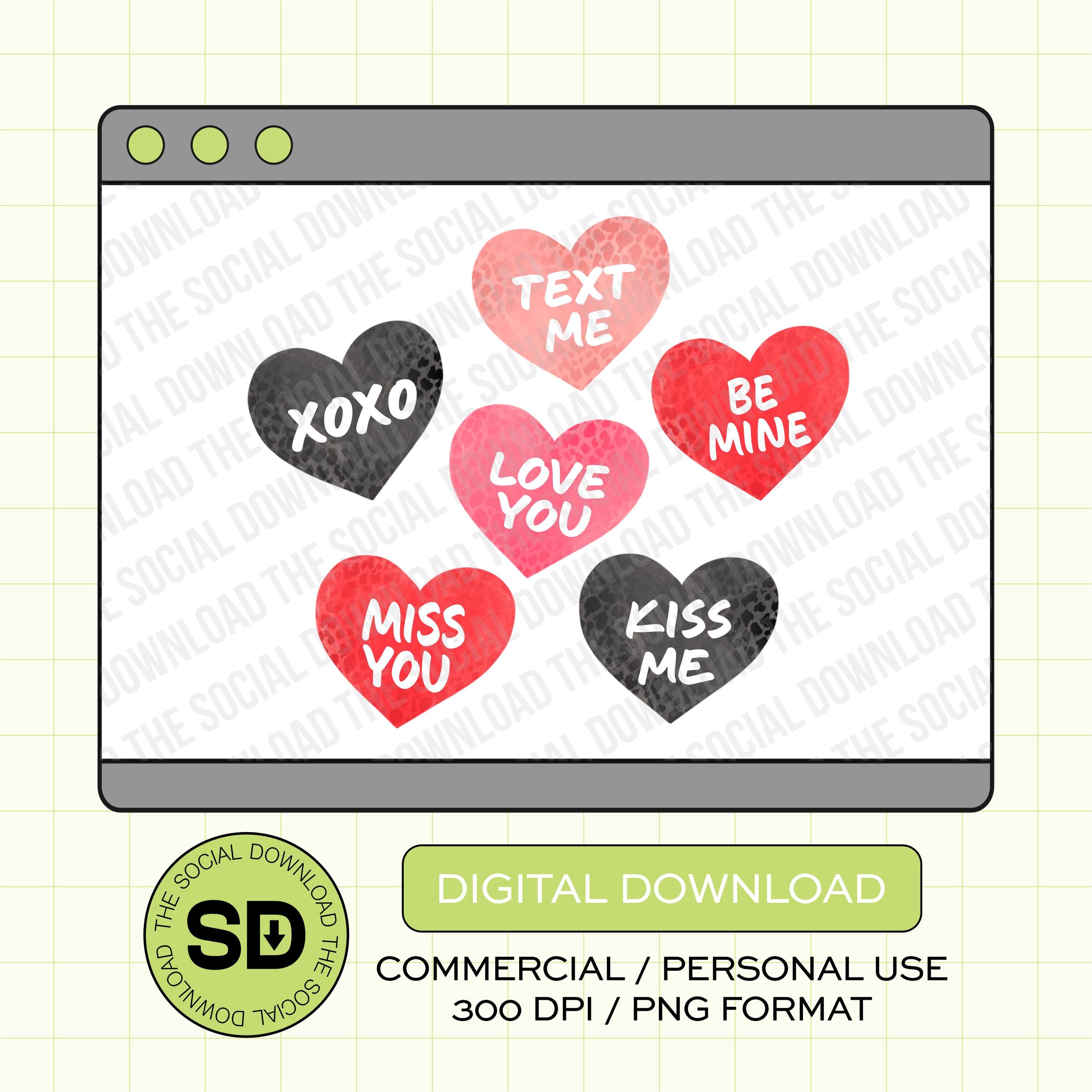 Sweet Convo Hearts Valentines PNG Instant Download (VDAY1025)