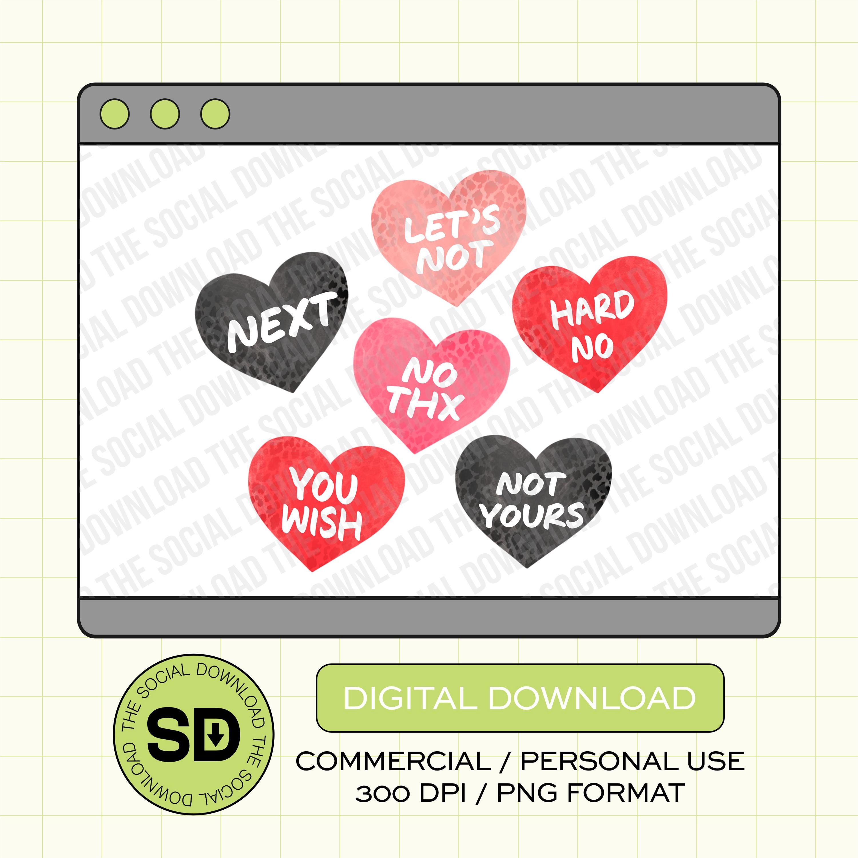 Rude Convo Hearts Valentines PNG Instant Download (VDAY1025)