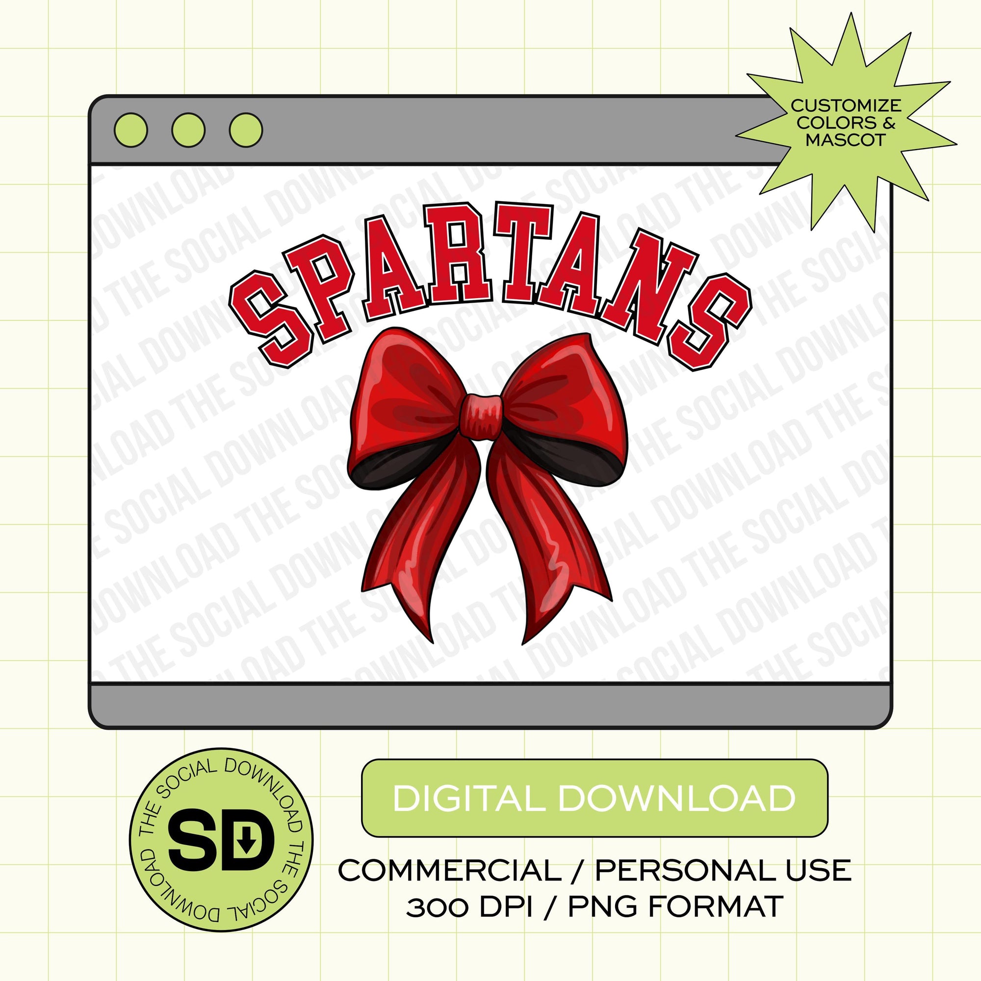 Team Spirit Bow Custom School Spirit PNG File  (SW1092)