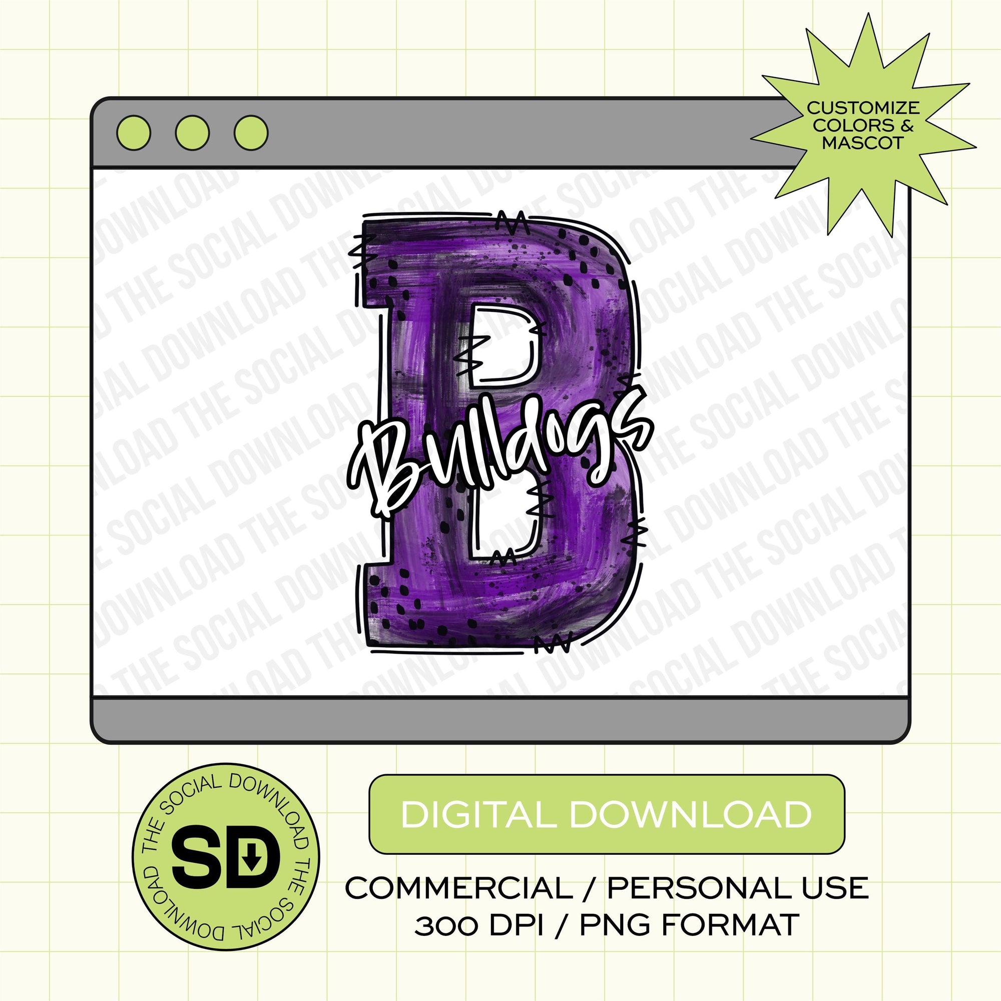 Hand Panted Team Letter Custom School Spirit PNG File (SW1095)