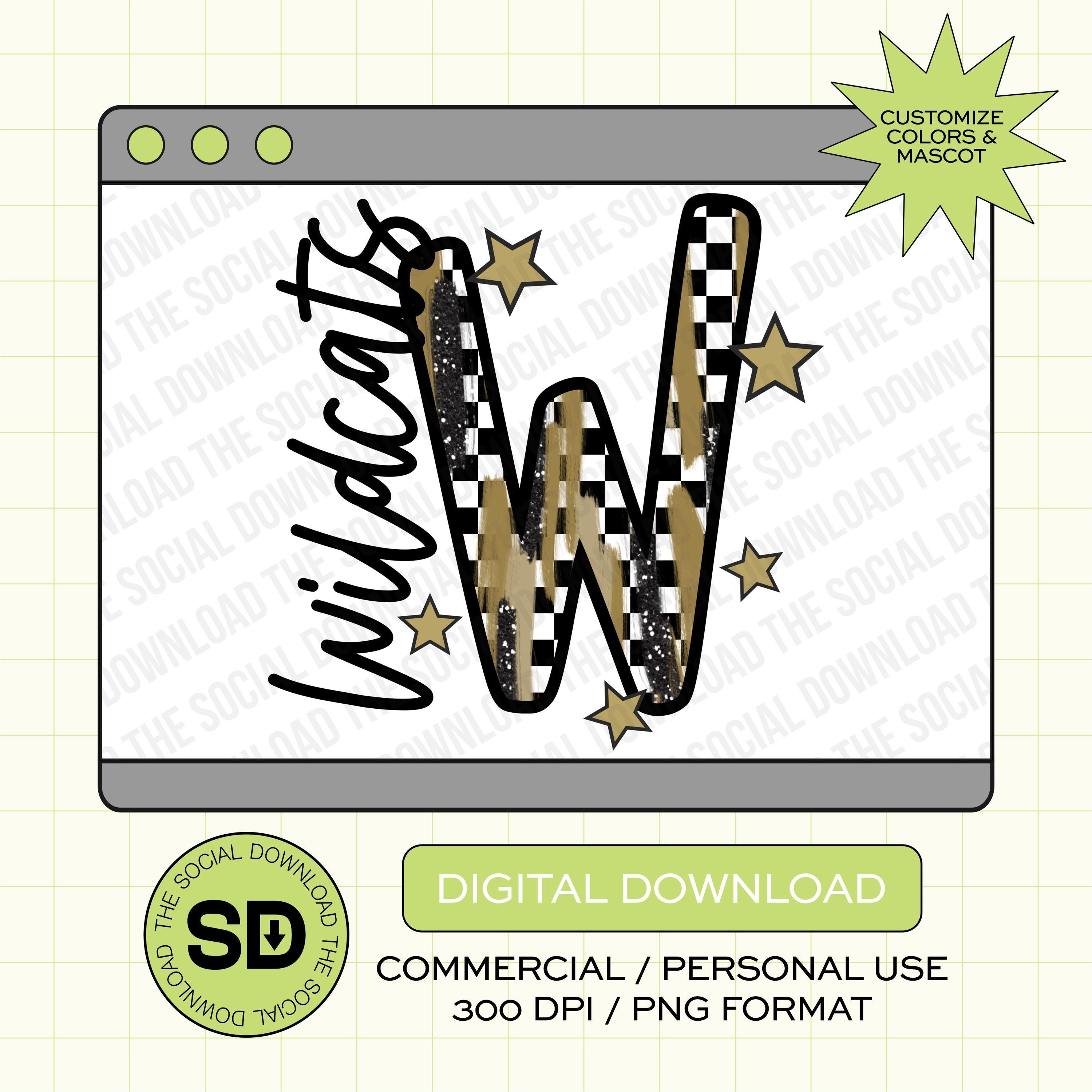 Sporty Checkered Brush Alpha Mascot, School Spirit PNG File (SW1106)