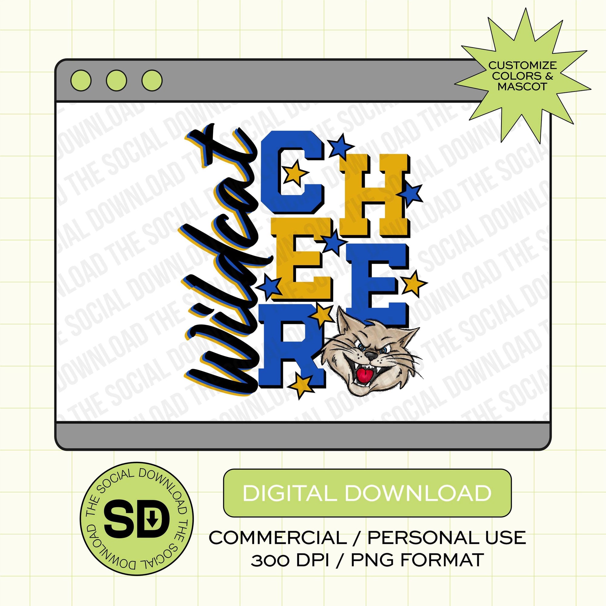 Stacked Cheer Mascot Custom School Spirit PNG (CHEER1006)