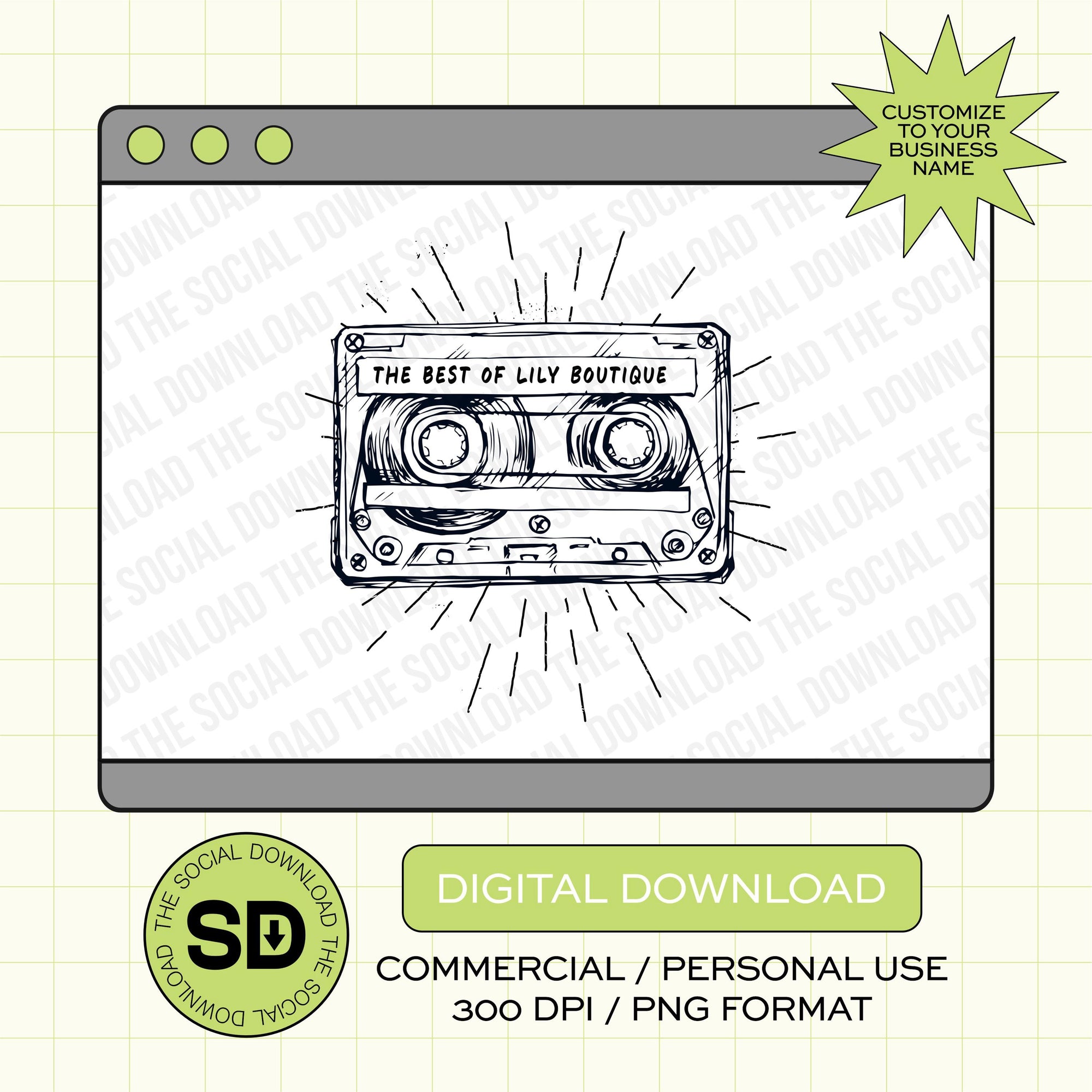 Mix Tape Retro, Custom Shop Local Boutique Name PNG File (LOGO1001)