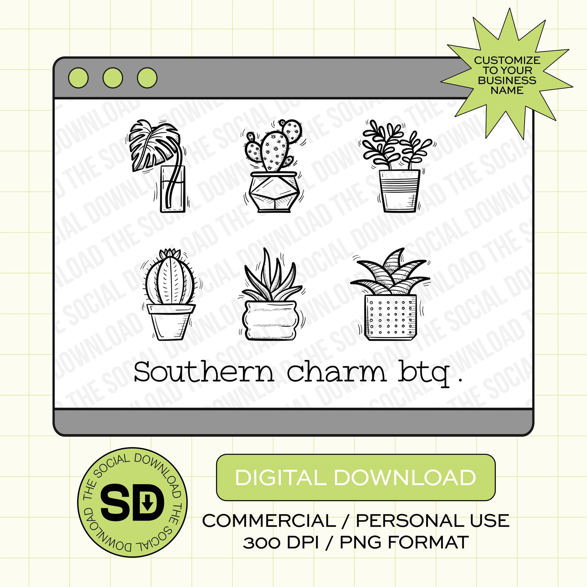 Succulant Logo Custom Shop Local Boutique Name PNG File (LOGO1004)