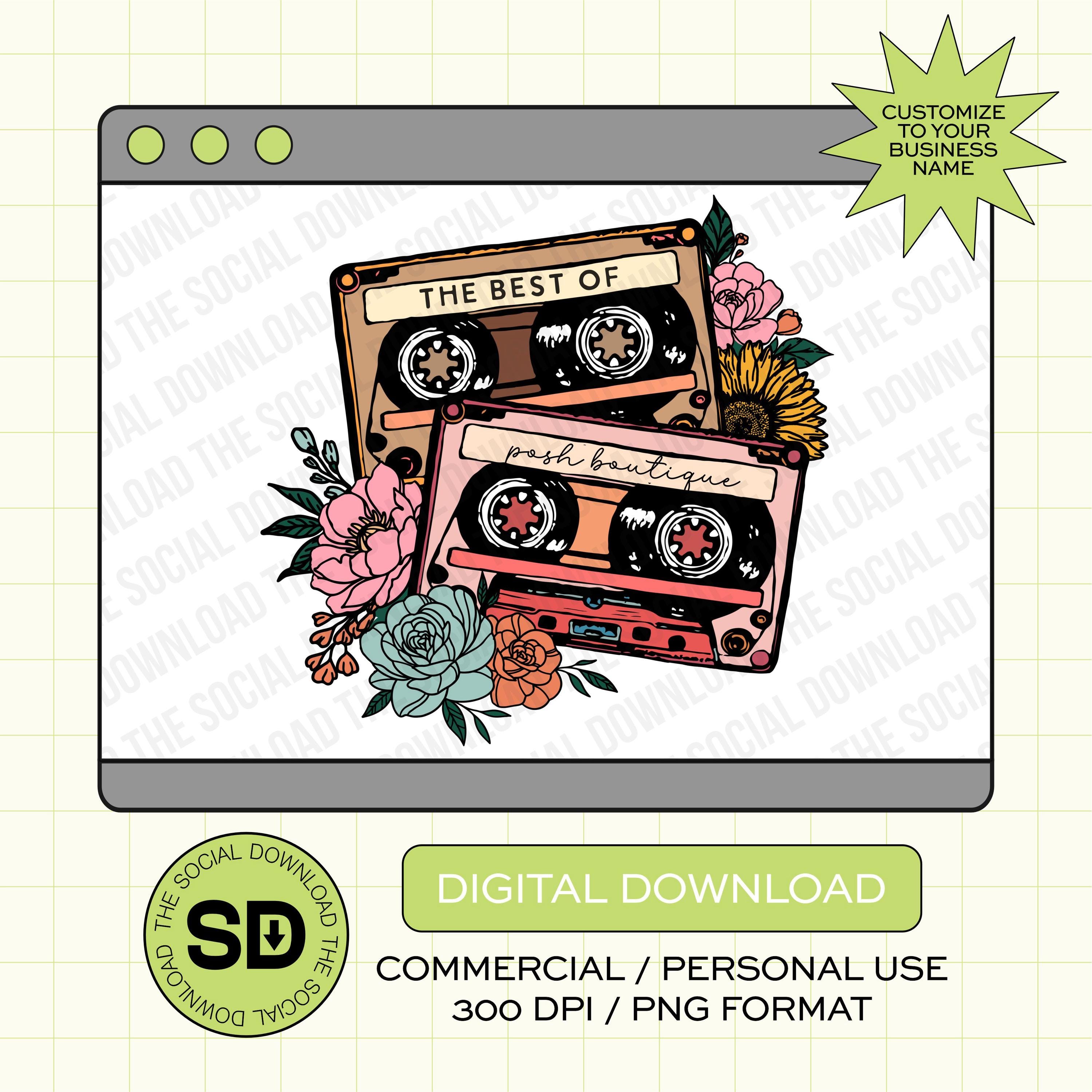 Floral Mix Tape Custom Shop Local Boutique Name PNG File (LOGO1011)