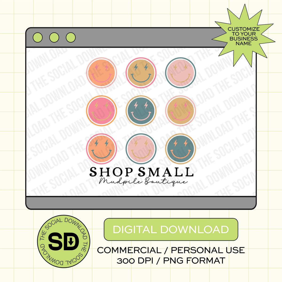Happy Colorblock Shop Local Boutique Name PNG File (LOGO1022)
