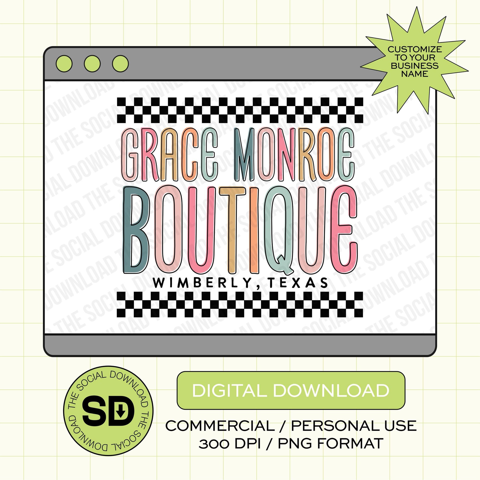 Checkered Boutique Custom Shop Local Boutique Name PNG File (LOGO1023)