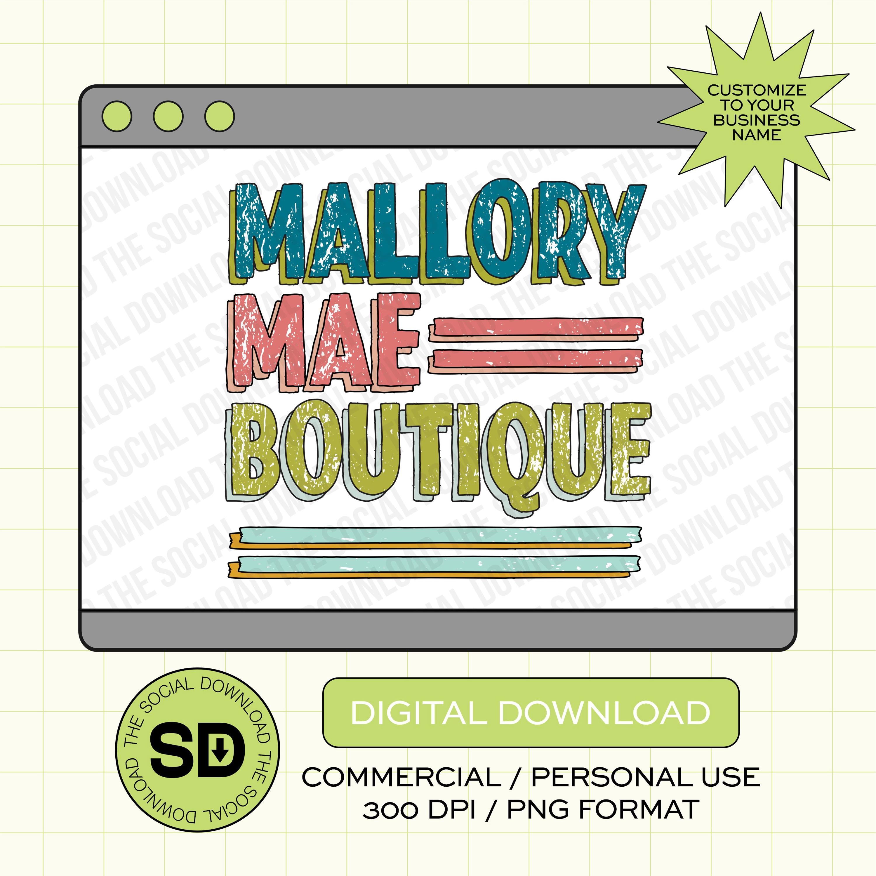 Retro Distressed Shop Local Boutique Name PNG File (LOGO1029)