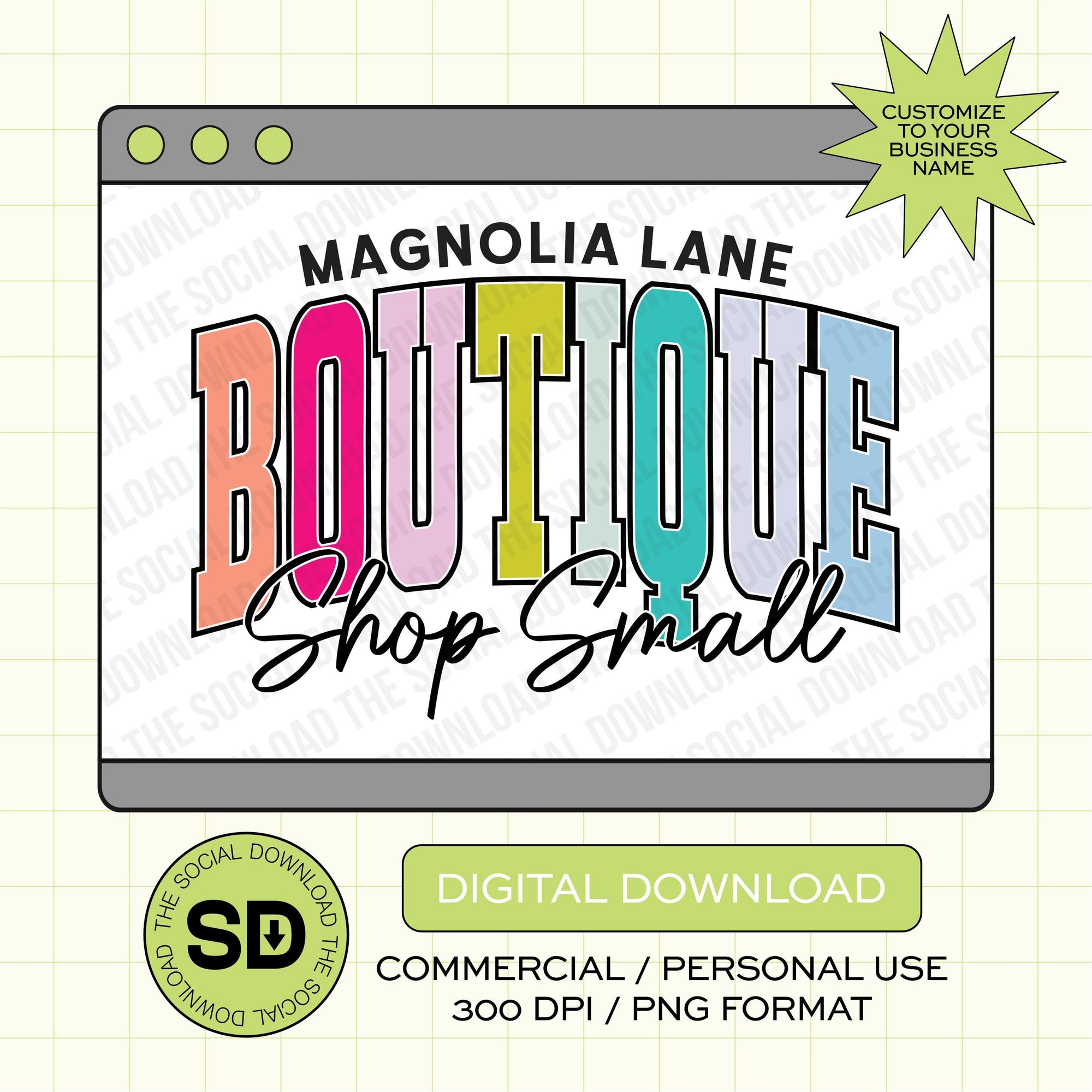 Colorful Varsity Shop Small Boutique Name PNG File (LOGO1032)