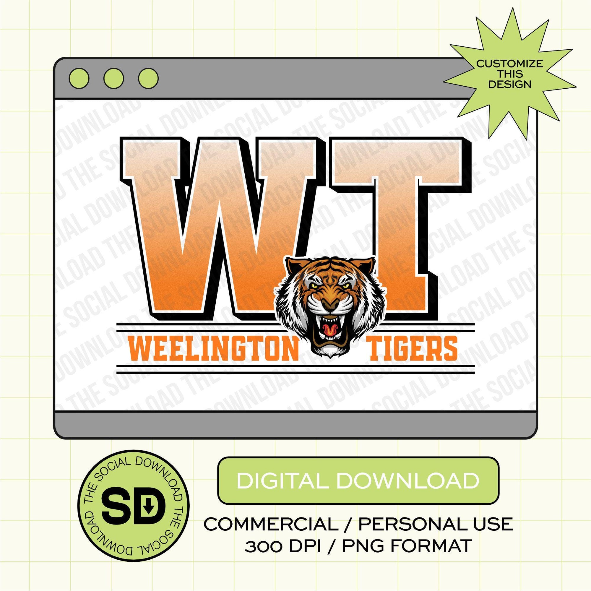 Bold Mascot Custom School Spirit PNG File (SW1118)