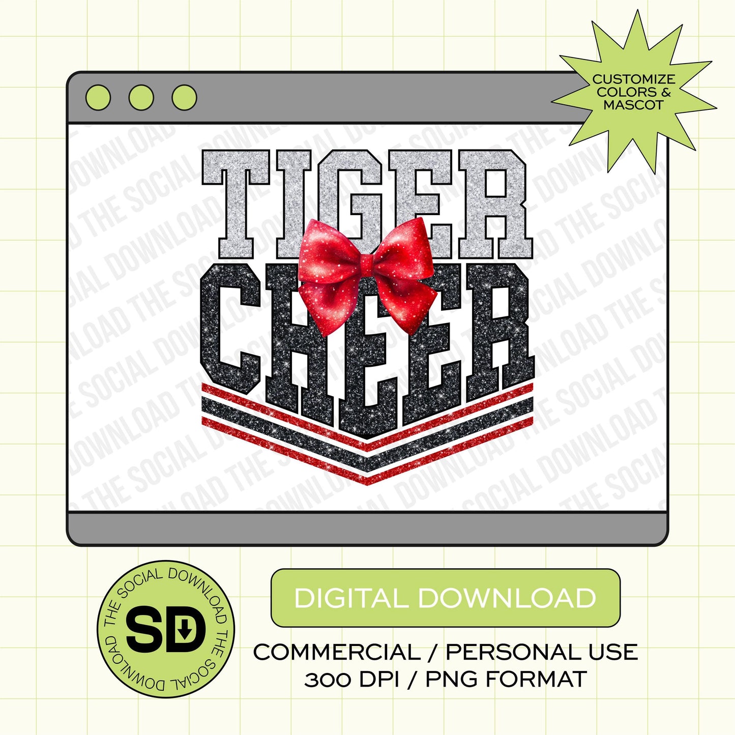 Glitter Cheer Diamond Custom School Spirit PNG Download File, custom school png, spirit png, DTF, Sublimation, (CHEER1002)