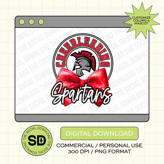 Cheer Mascot and Bow Custom School Spirit PNG Download File, custom school png, spirit png, DTF, Sublimation, (CHEER1004)